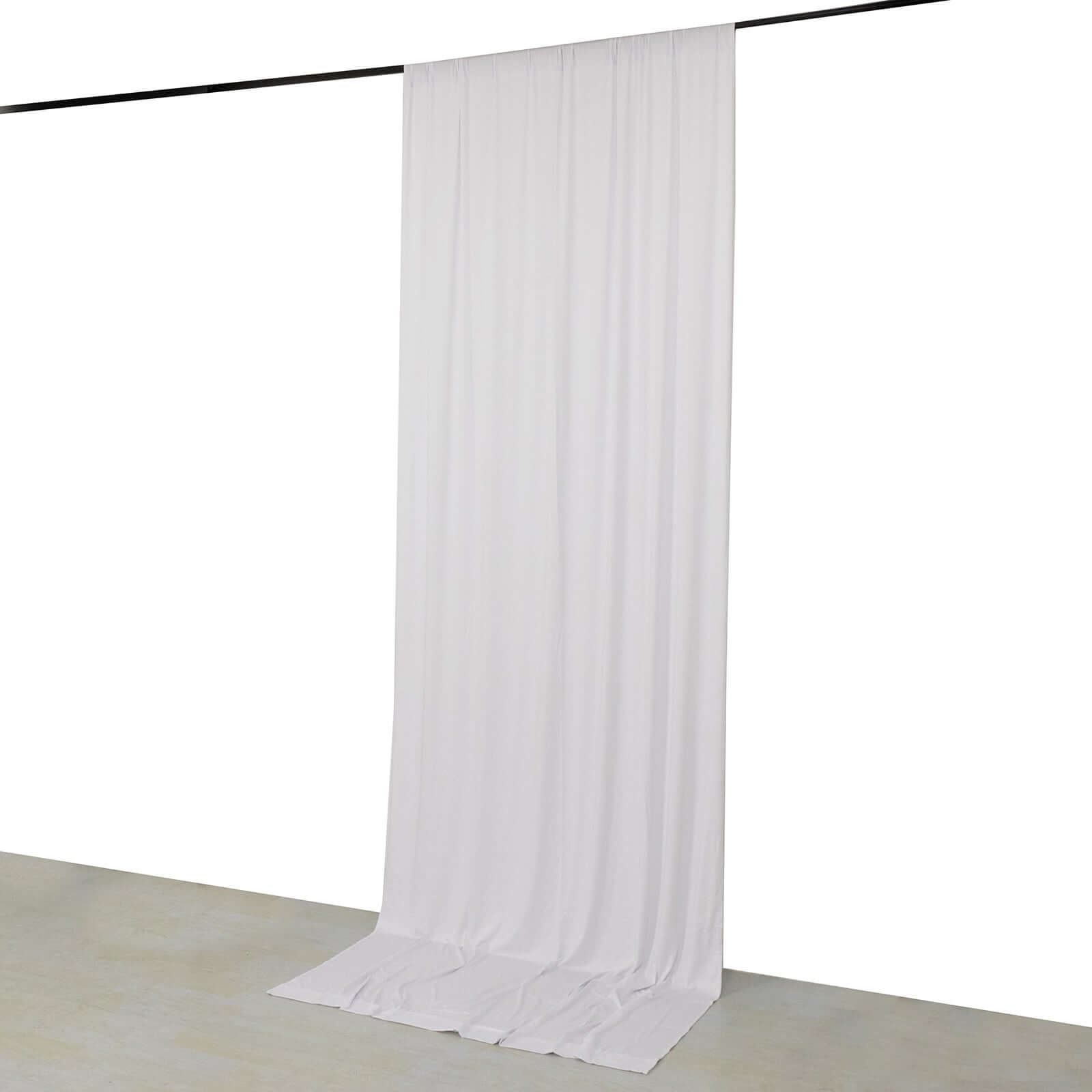 White 4-Way Stretch Spandex Event Curtain Drapes, Wrinkle Free Backdrop Event Panel with Rod Pockets - 5ftx12ft