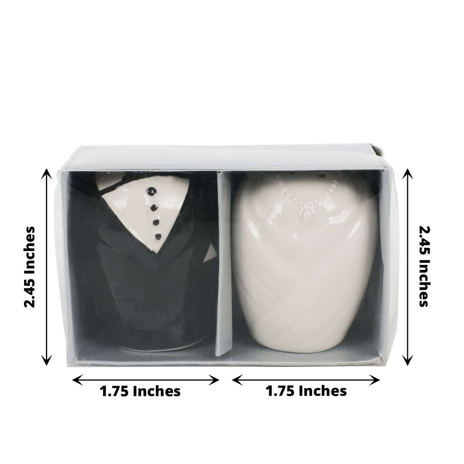 2.5 Bride Groom Ceramic Salt And Pepper Shaker Party Favors Set, Wedding Favors in Pre-Packed Gift Box