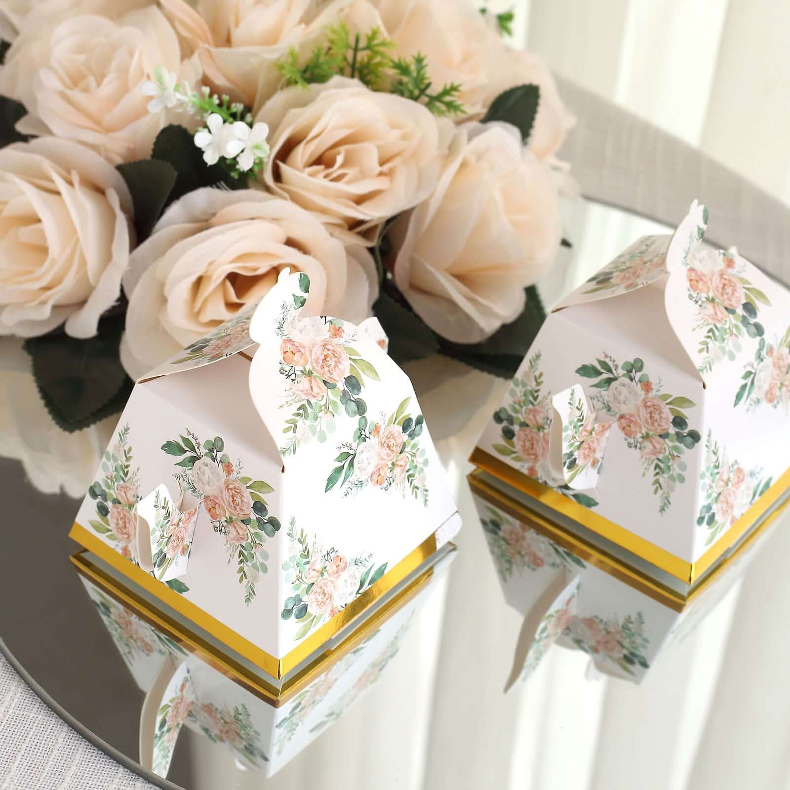 25 Pack Pink Peony Floral Mini Teapot Party Favor Boxes with Gold Edge, Tea Time Gift Boxes - 5x4