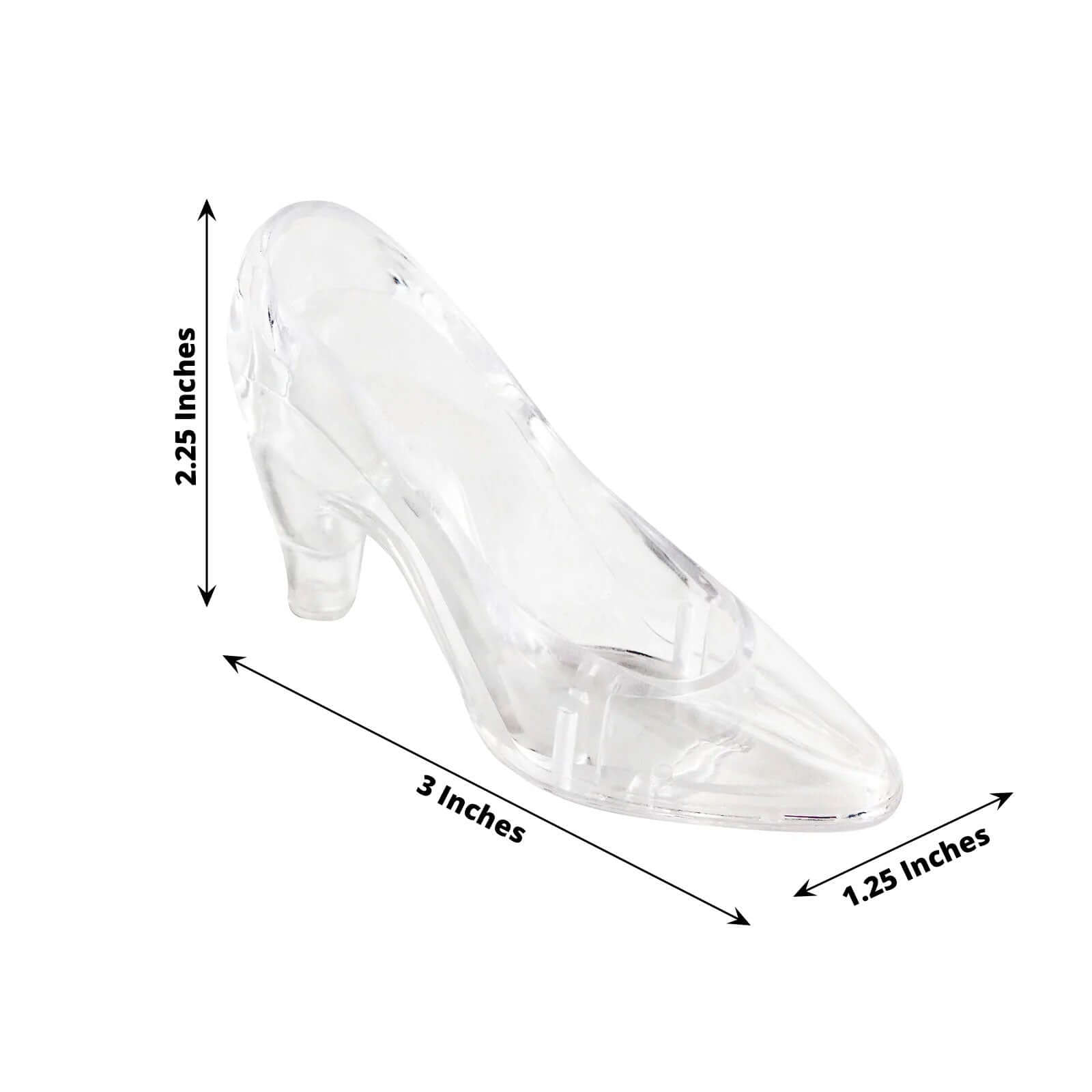 12 Pack 3 Clear Cinderella Princess Slippers Party Decor Gift Favor, Candy Container Treats Display