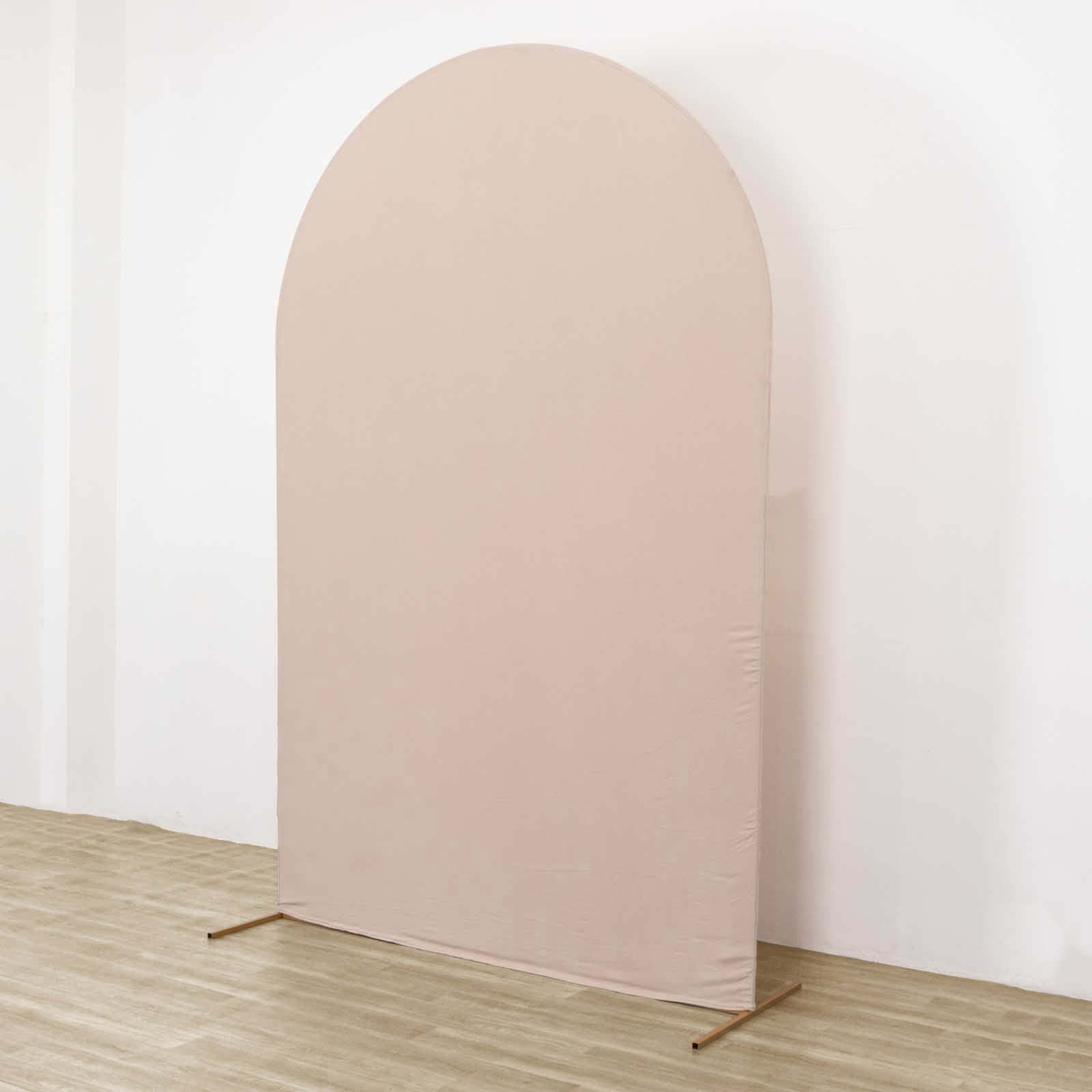 8ft Matte Nude Spandex Fitted Wedding Arch Cover For Round Top Chiara Backdrop Stand