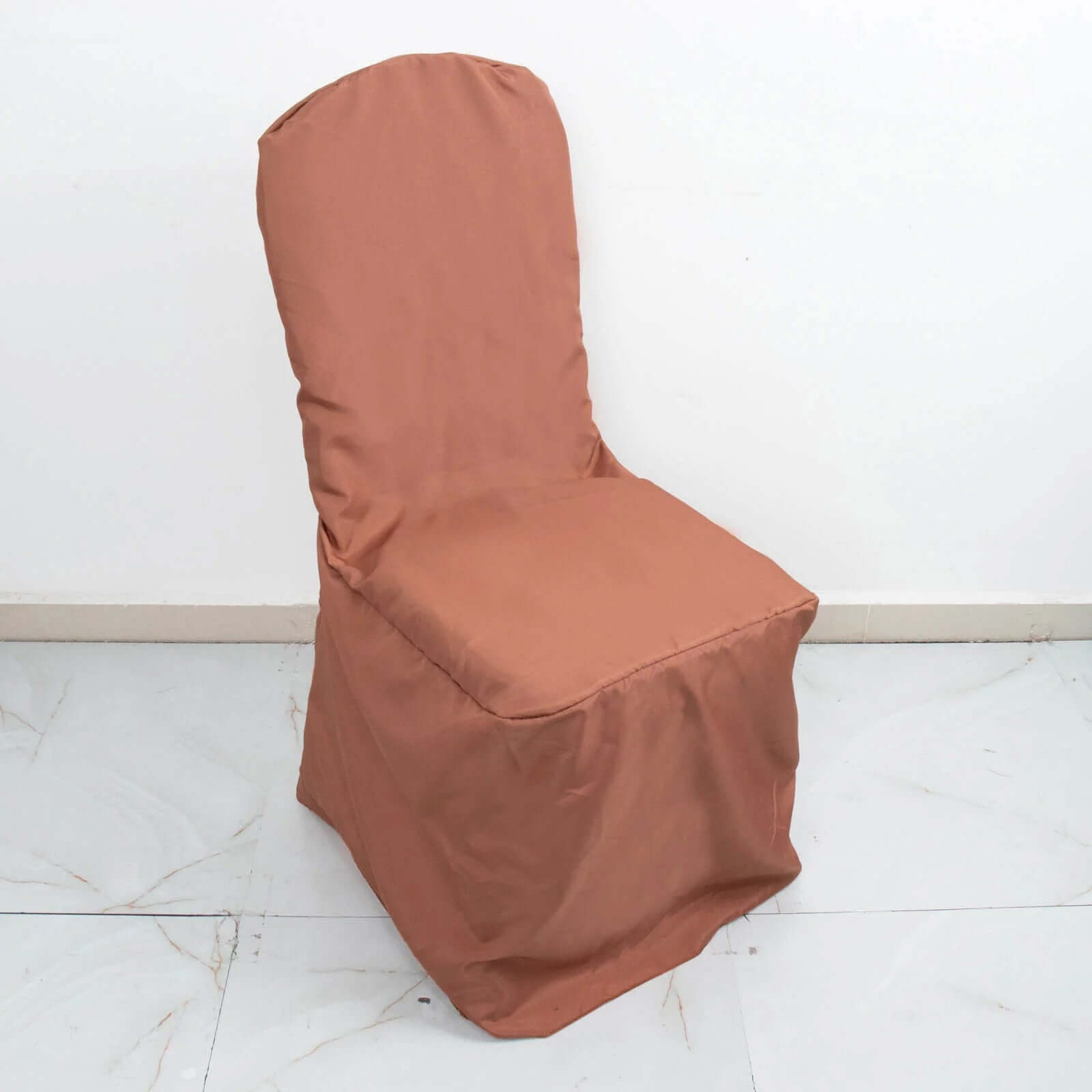 10 Pack Polyester Chair Cover for Banquet Chairs Terracotta (Rust) - Stain-Resistant Reusable Slip-On Slipcover