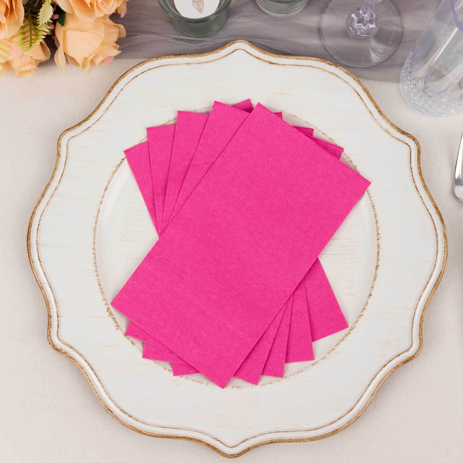 50-Pack Paper Napkins Soft Fuchsia - Disposable 2-Ply Cocktail and Beverage Napkins for Weddings