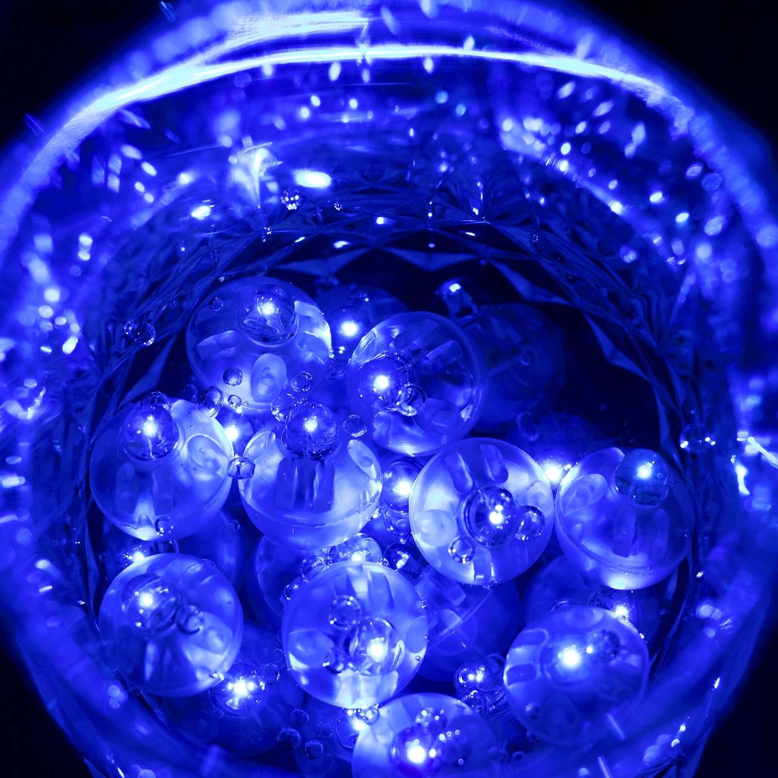 50-Pack LED Mini Balloon Lights Round Light Blue - Waterproof Battery Operated Balls 0.5