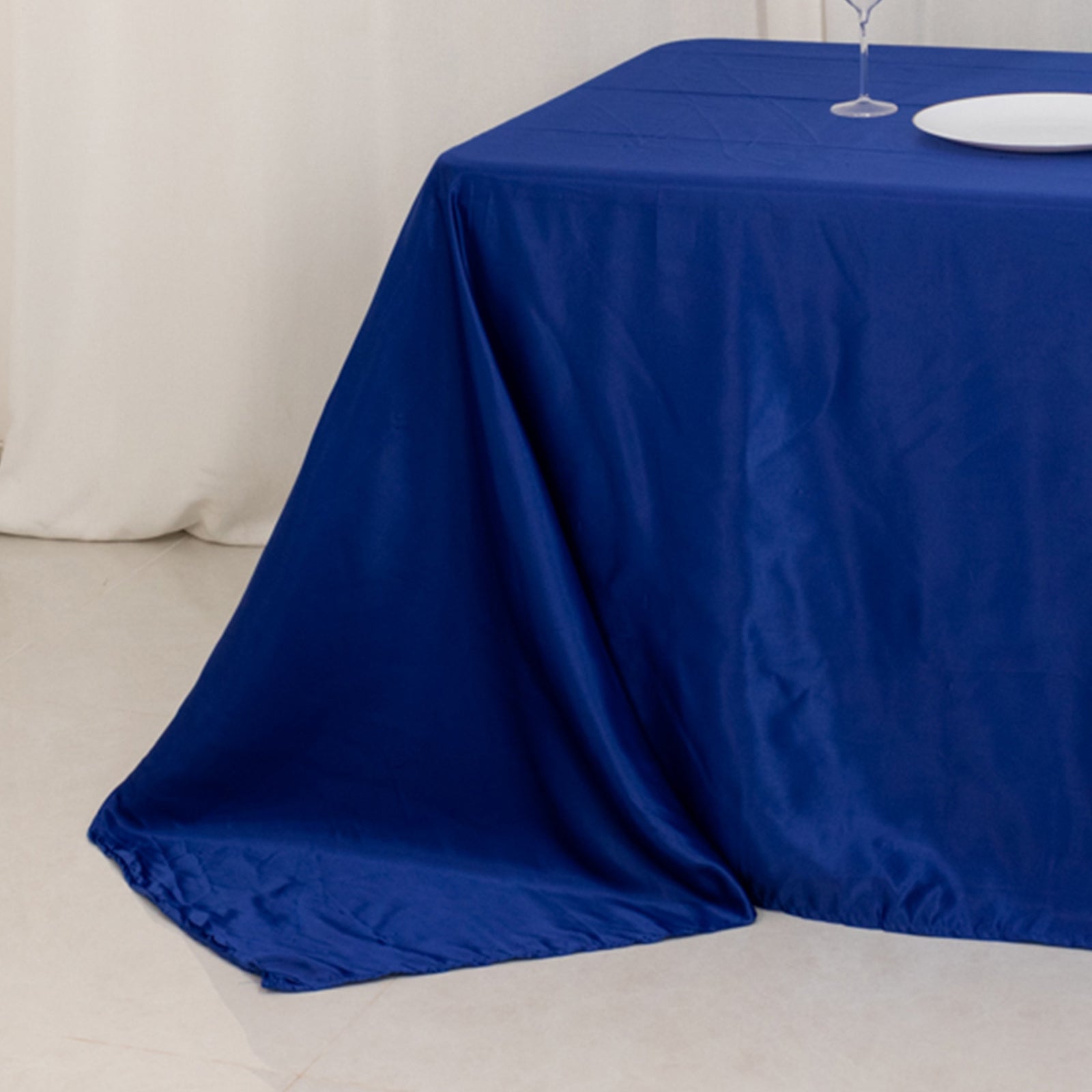 Lamour Satin 90x156 Rectangle Tablecloth Royal Blue - Luxurious, Soft Seamless Table Cover