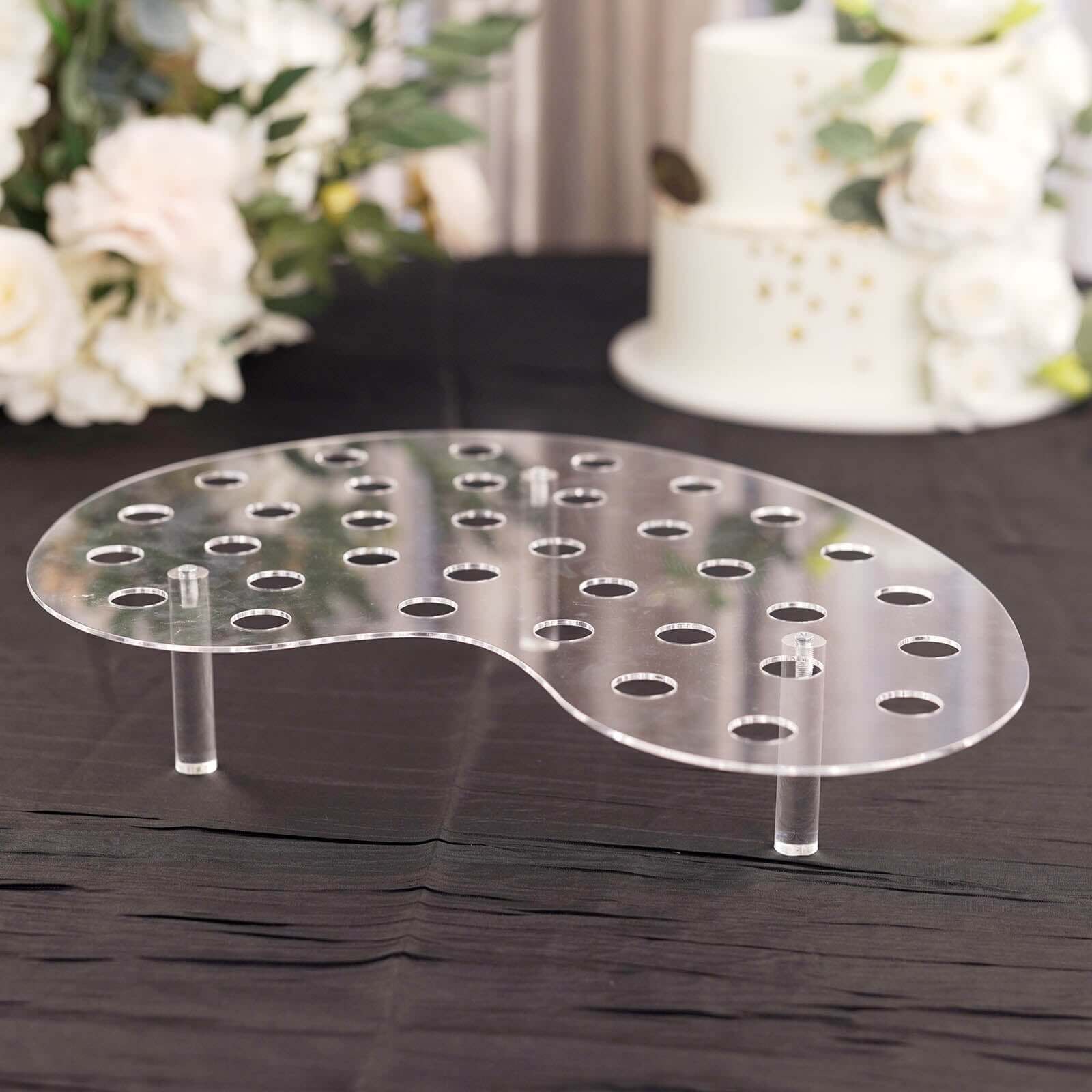 35-Slot Acrylic Ice Cream Cone Display Stand Mini Snow Cone Holder Tray Clear - Durable Party Serving Stand 16