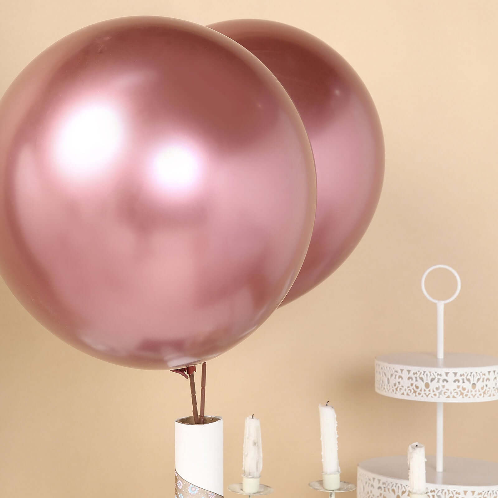 5 Pack 18 Metallic Chrome Pink Latex Helium or Air Party Balloons