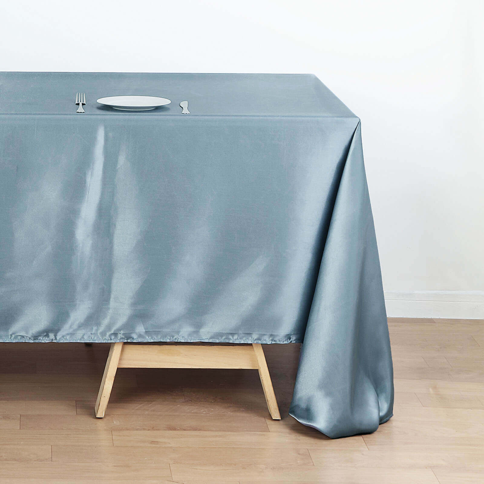 Satin Rectangular 60x126 Tablecloth Dusty Blue - Smooth and Lustrous Table Cover