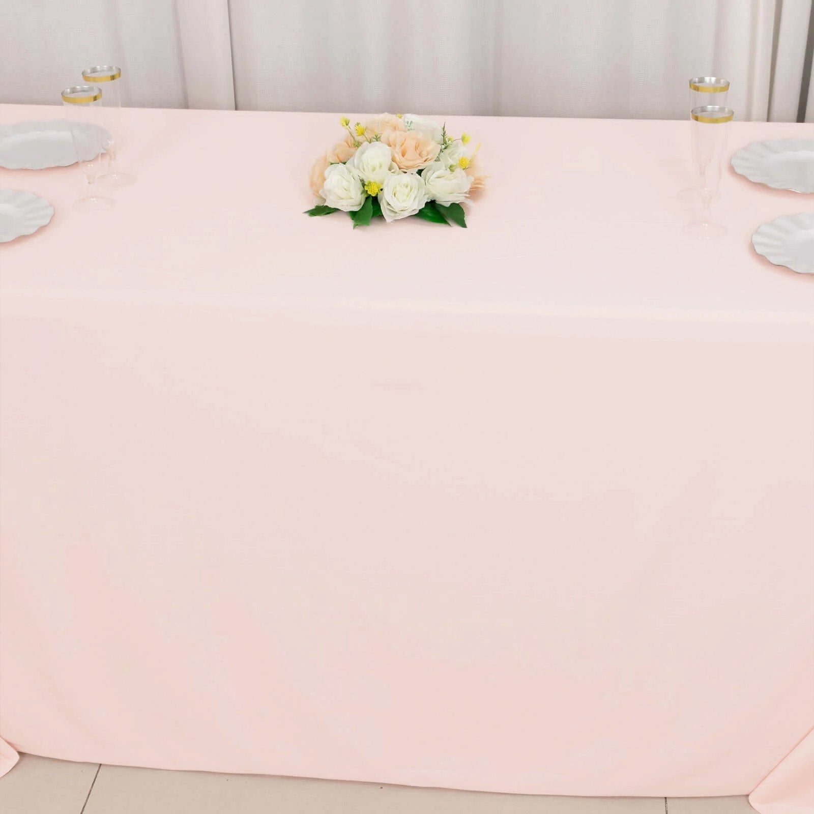 Premium Scuba Rectangular 90x132 Tablecloth Blush - Wrinkle Free, Stain Resistant & Seamless Table Cover