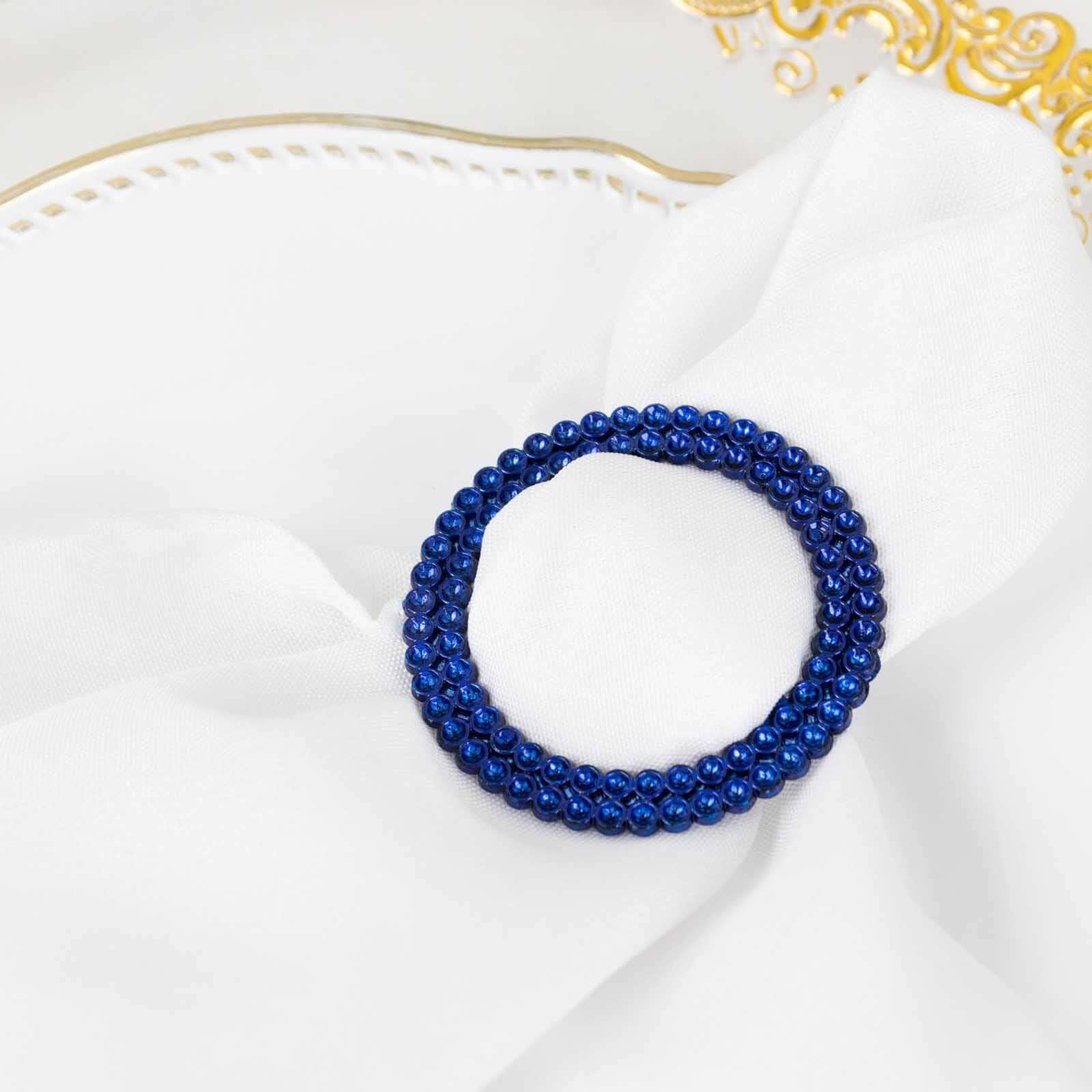 20 Pack Diamond Round Chair Sash Band Buckle Pins Royal Blue - Timeless Rhinestone Napkin Rings 2.5