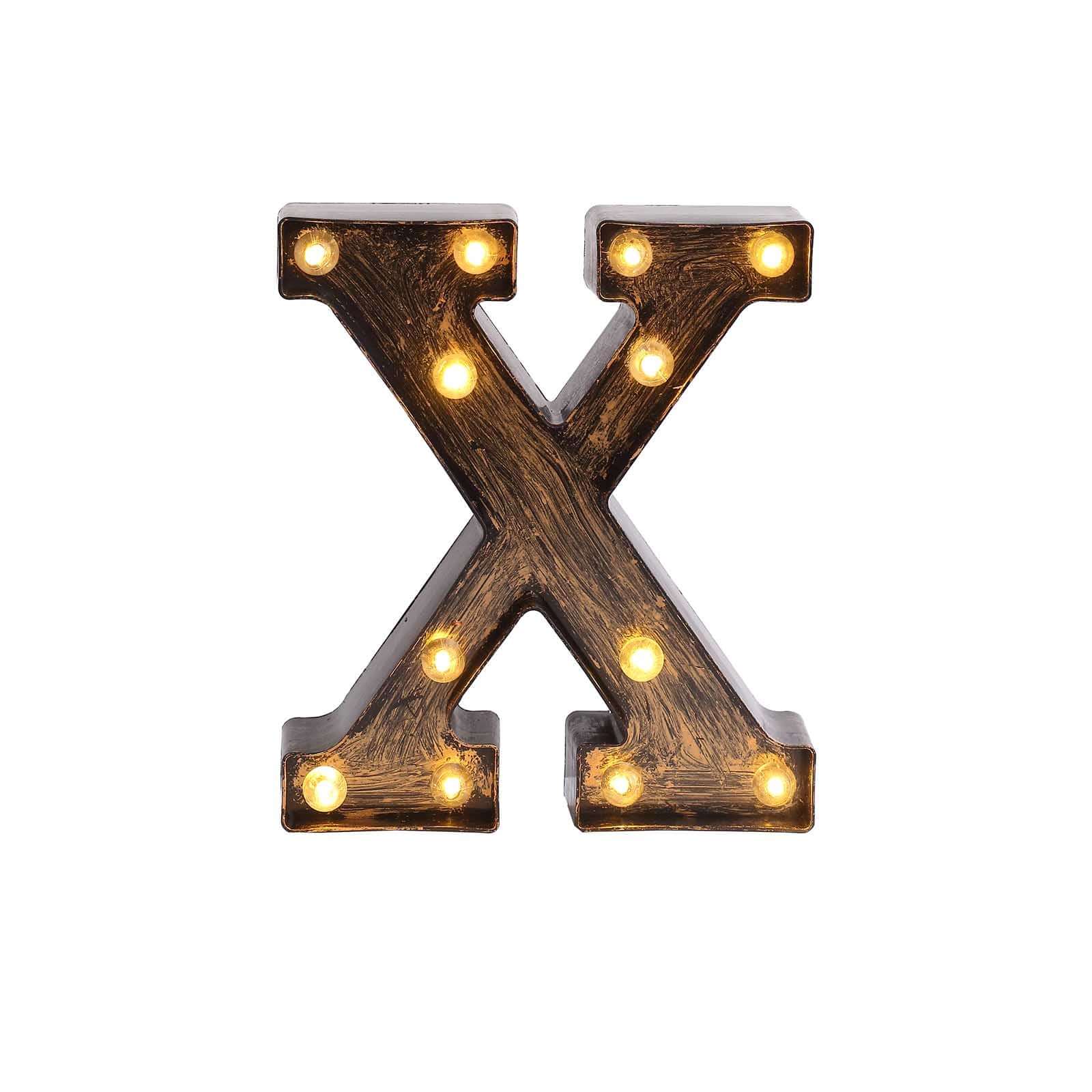 LED Marquee Letter X Industrial Style Antique Black - Light-Up Alphabet Sign for Weddings & Displays 9