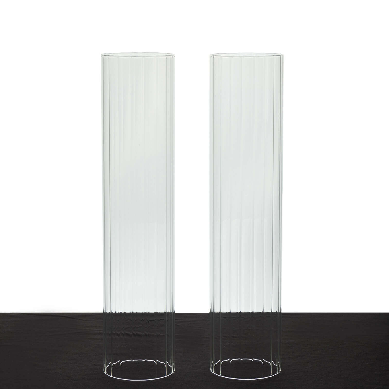 2-Pack Clear Ribbed Glass Hurricane Shades Open End Design - Stylish Candelabra Pillar Candle Holder Table Centerpiece 14