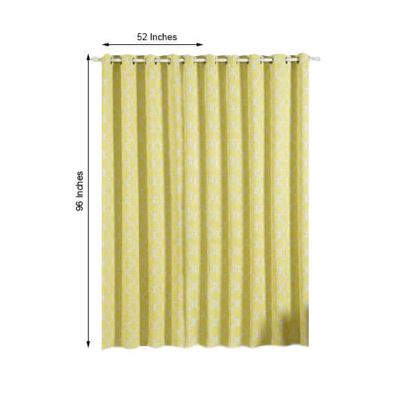 2 Pack White Yellow Lattice Room Darkening Blackout Curtain Panels With Grommet, Trellis Insulated Curtains 52x96 - Clearance SALE