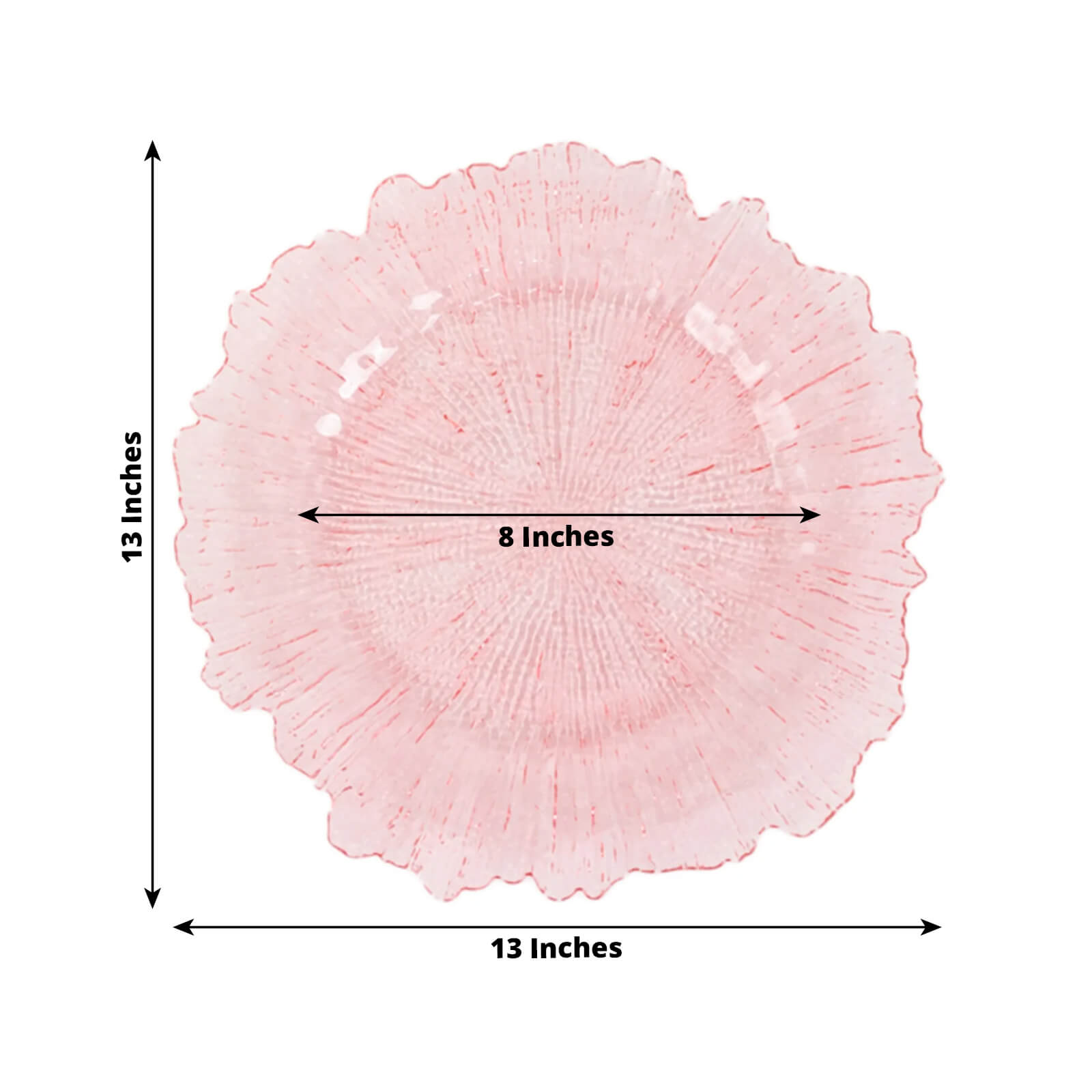 6-Pack Acrylic Plastic Round Charger Plates 13 in Transparent Blush with Reef Design, Dinner Charger Tableware