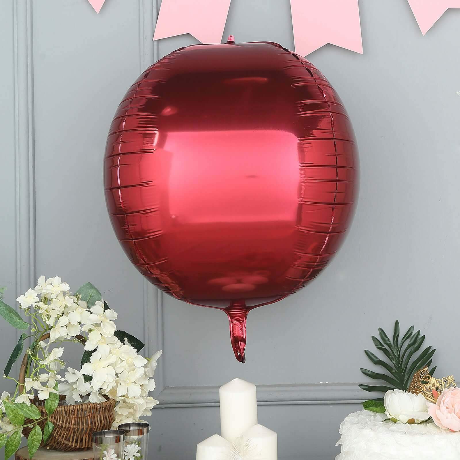 2 Pack 18 4D Burgundy Sphere Mylar Foil Helium or Air Balloons