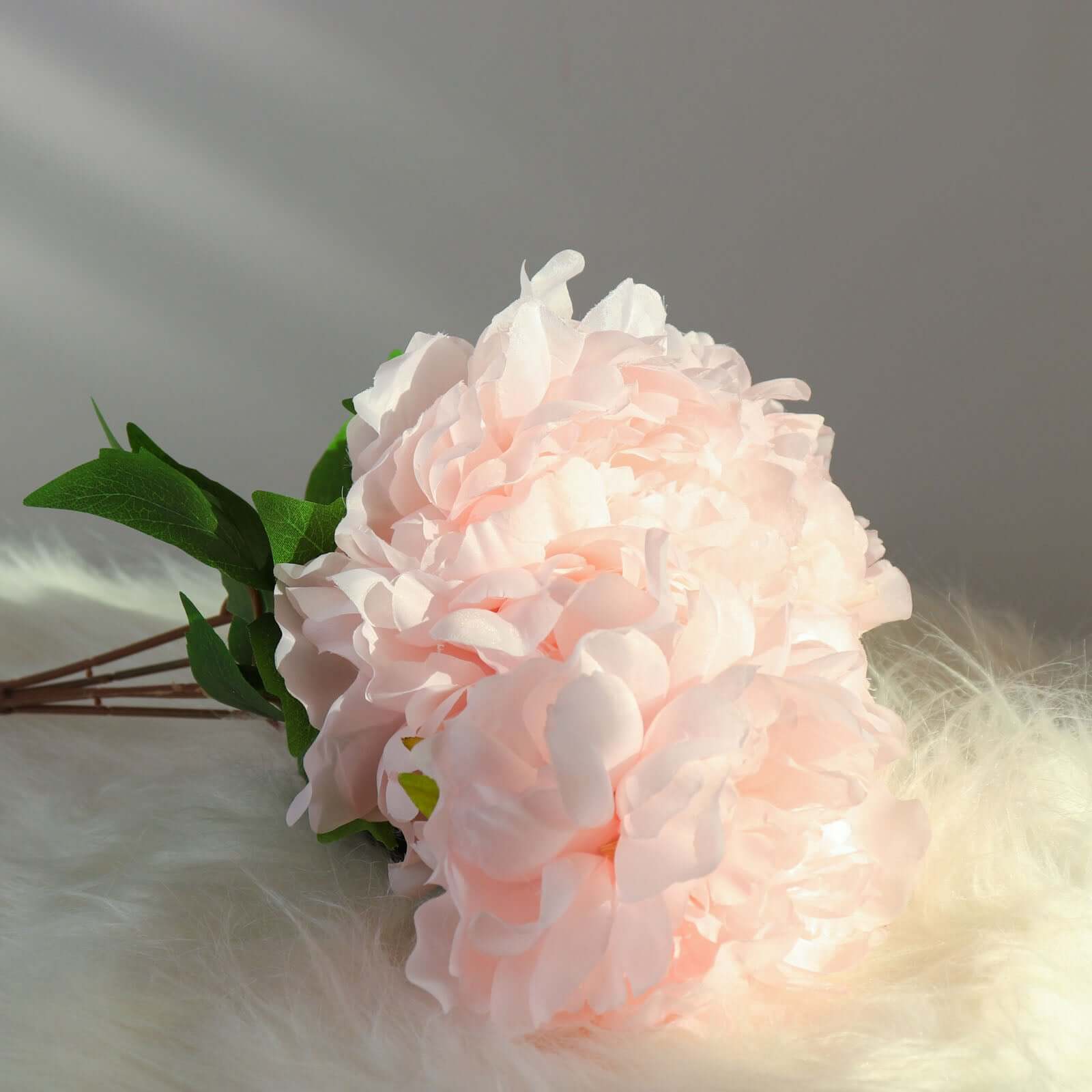 2 Bushes 17 Blush Artificial Silk Peony Flower Bouquets, Real Touch Peonies Spray