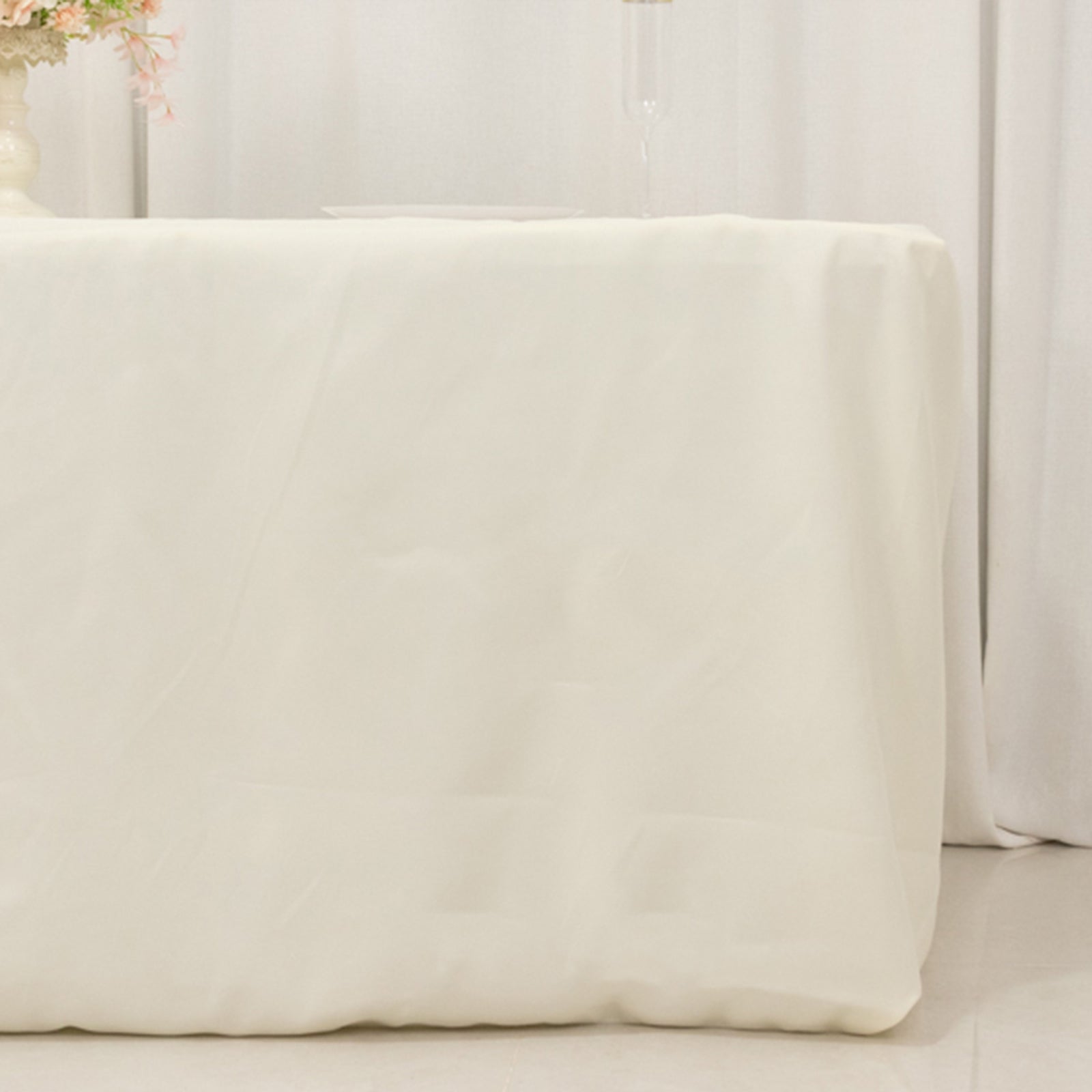 Premium Polyester 6ft Rectangle Tablecloth Ivory Durable Fitted 220GSM Table Cover