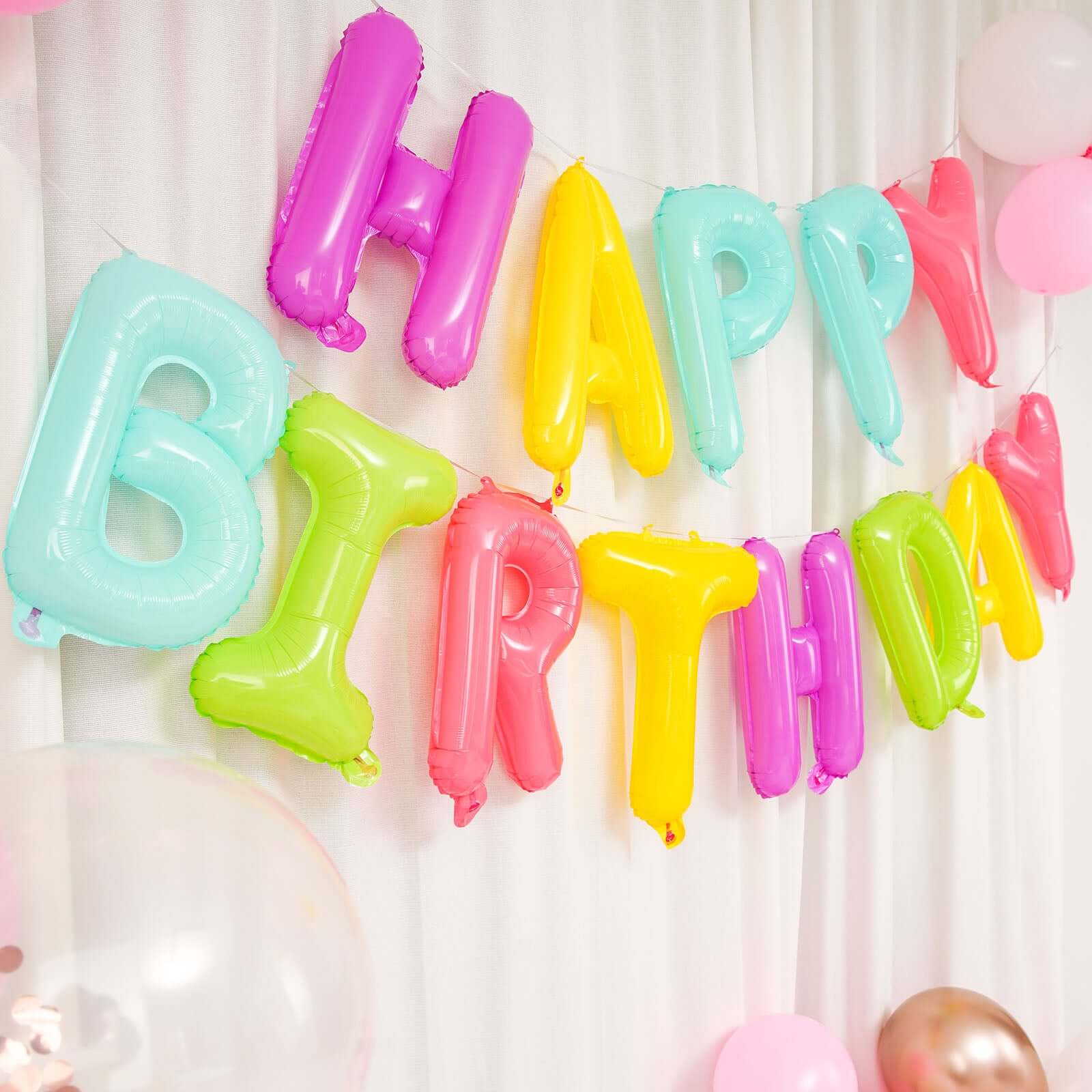 13 Ready-To-Use Colorful Happy Birthday Mylar Foil Balloon Banner