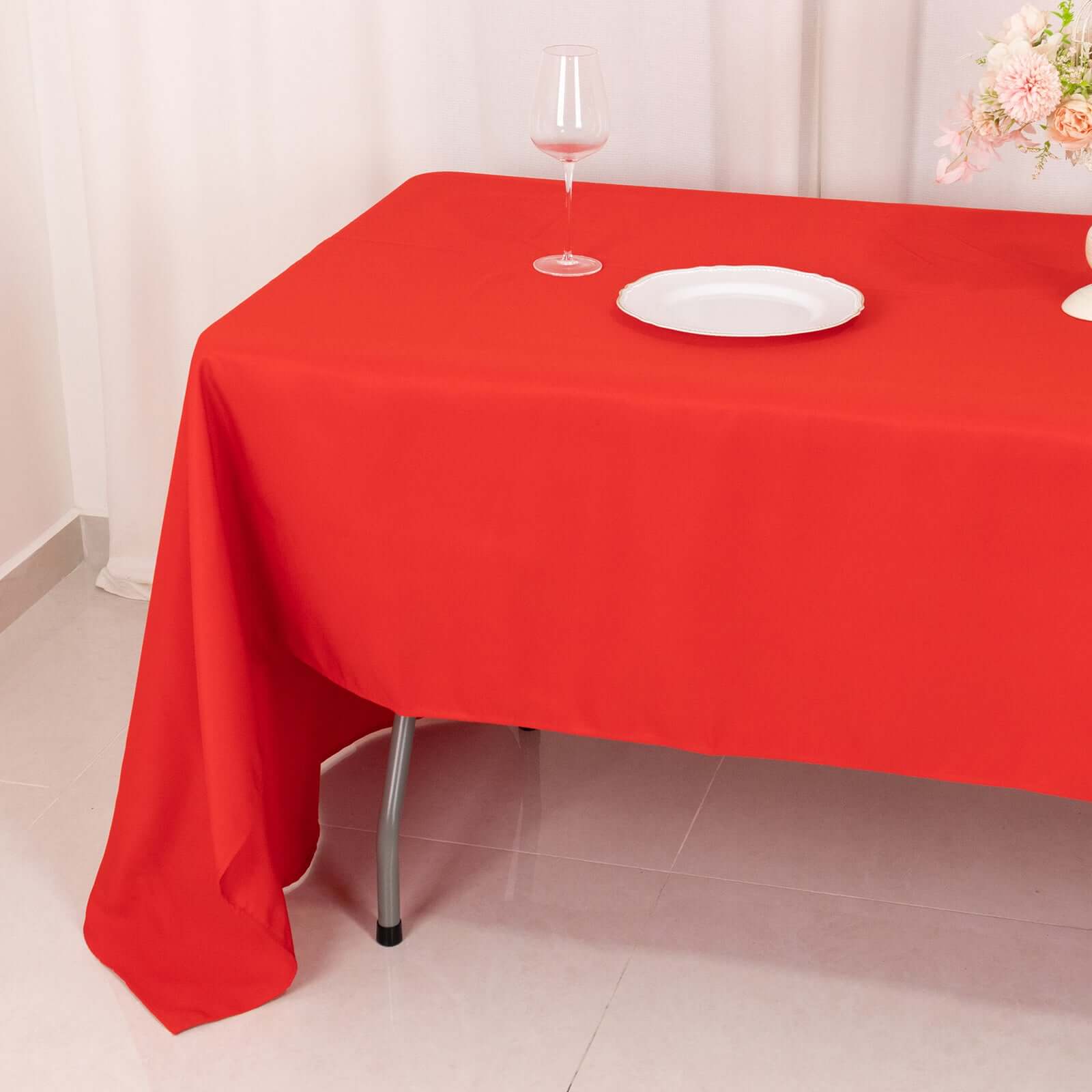 Premium Polyester 60x126 Rectangle Tablecloth Red - Stain-Resistant 220GSM Finish Table Cover