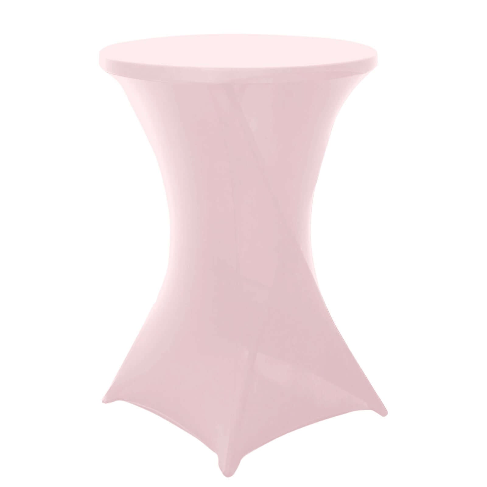 Spandex 24-32 Round Cocktail Table Cover Blush - Easy to Maintain Stretch Fitted Highboy Tablecloth