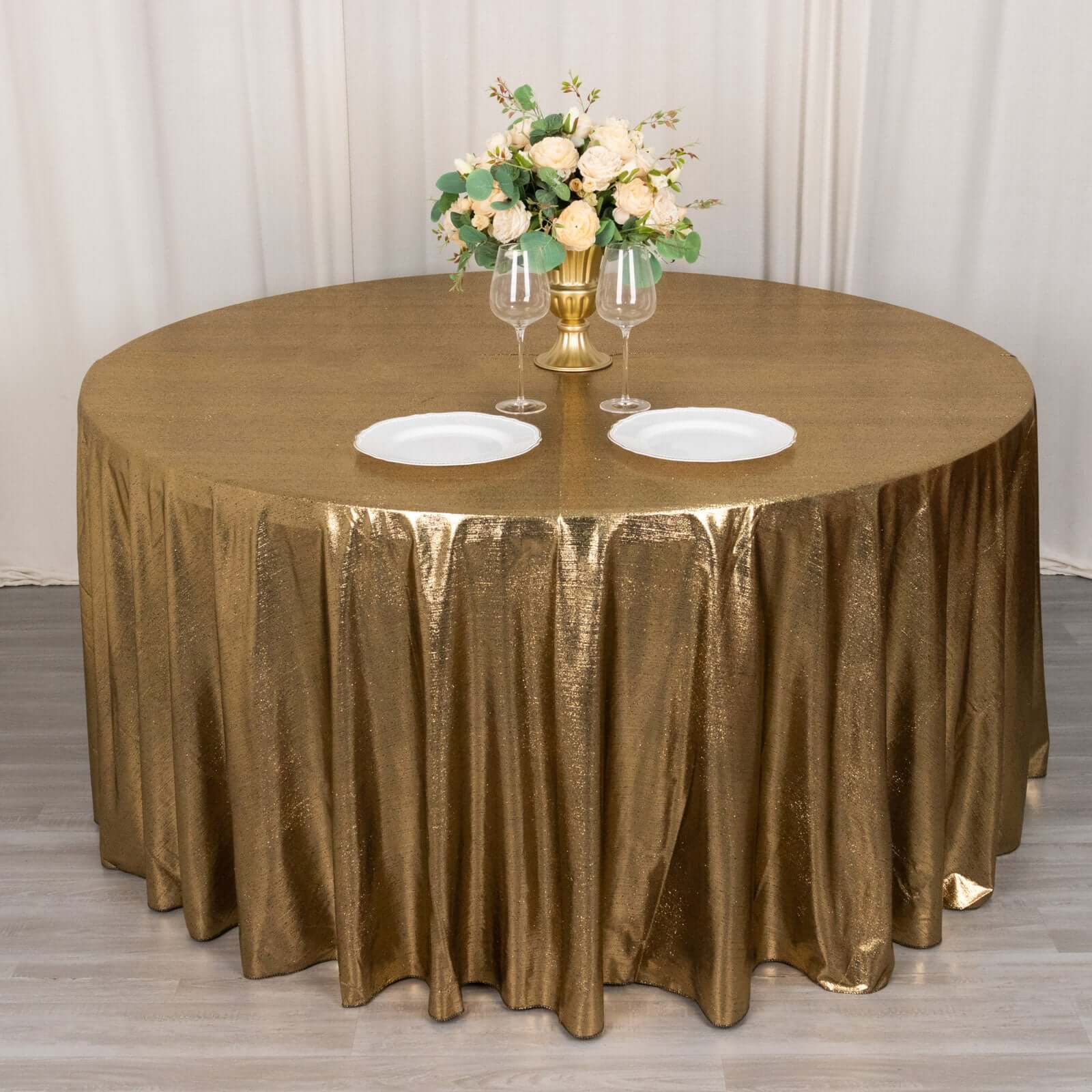 Sequin Dots Polyester Round 120 Tablecloth Antique Gold - Wrinkle Free & Sparkling Table Cover