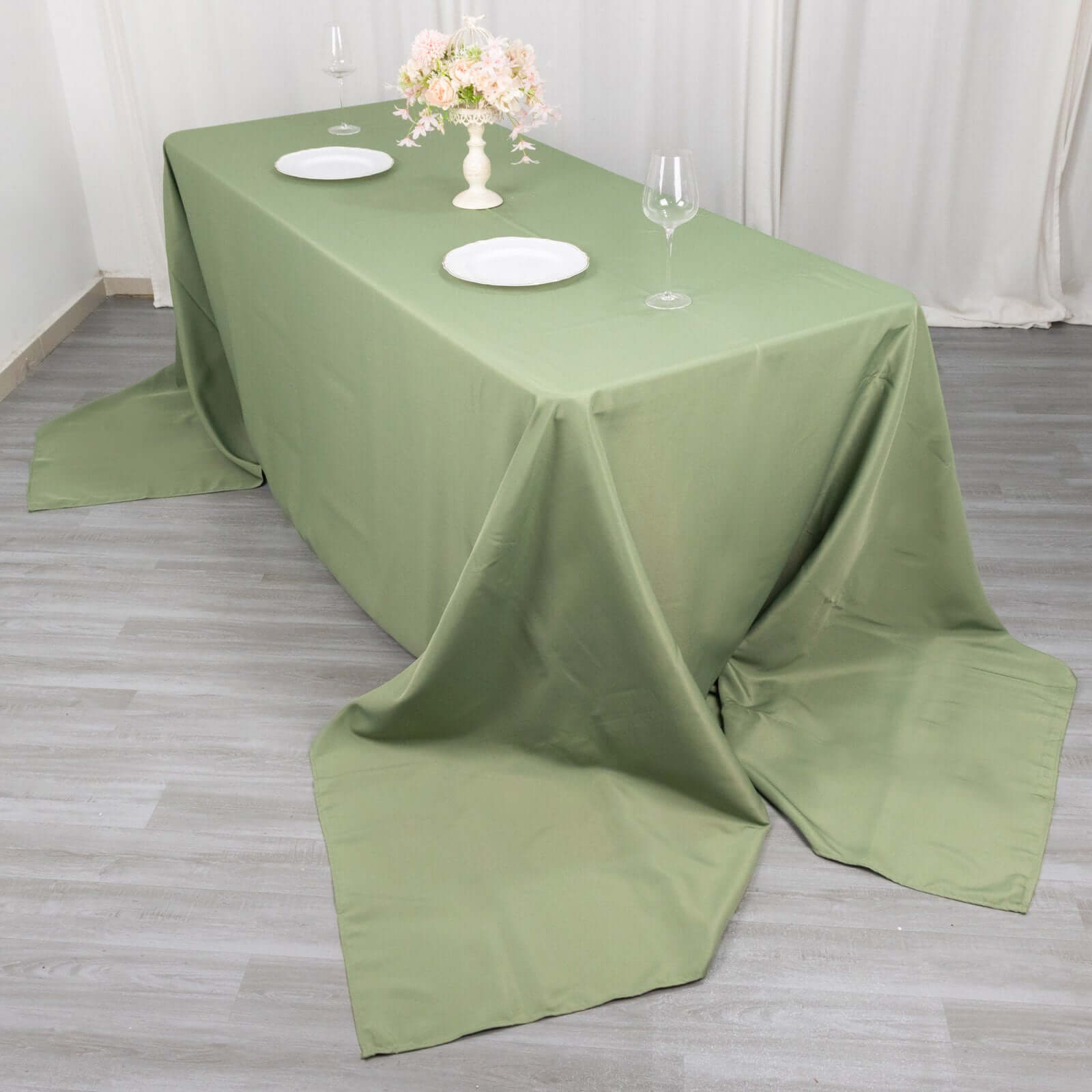 Premium Polyester 90x156 Rectangle Tablecloth Dusty Sage Green - Seamless 220GSM Stain-Resistant Table Cover