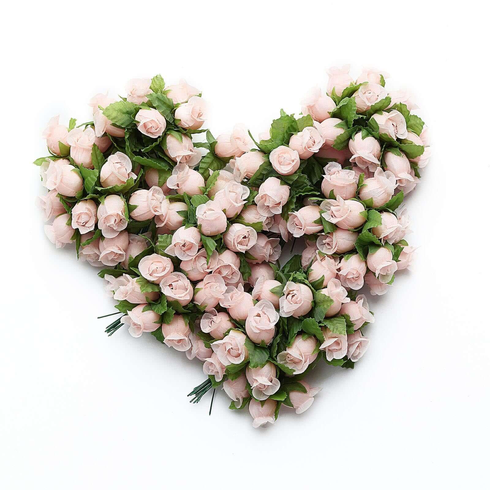 144 Pcs Peach Wired Rose Flowers For Bridal Bouquet Craft Embellishment