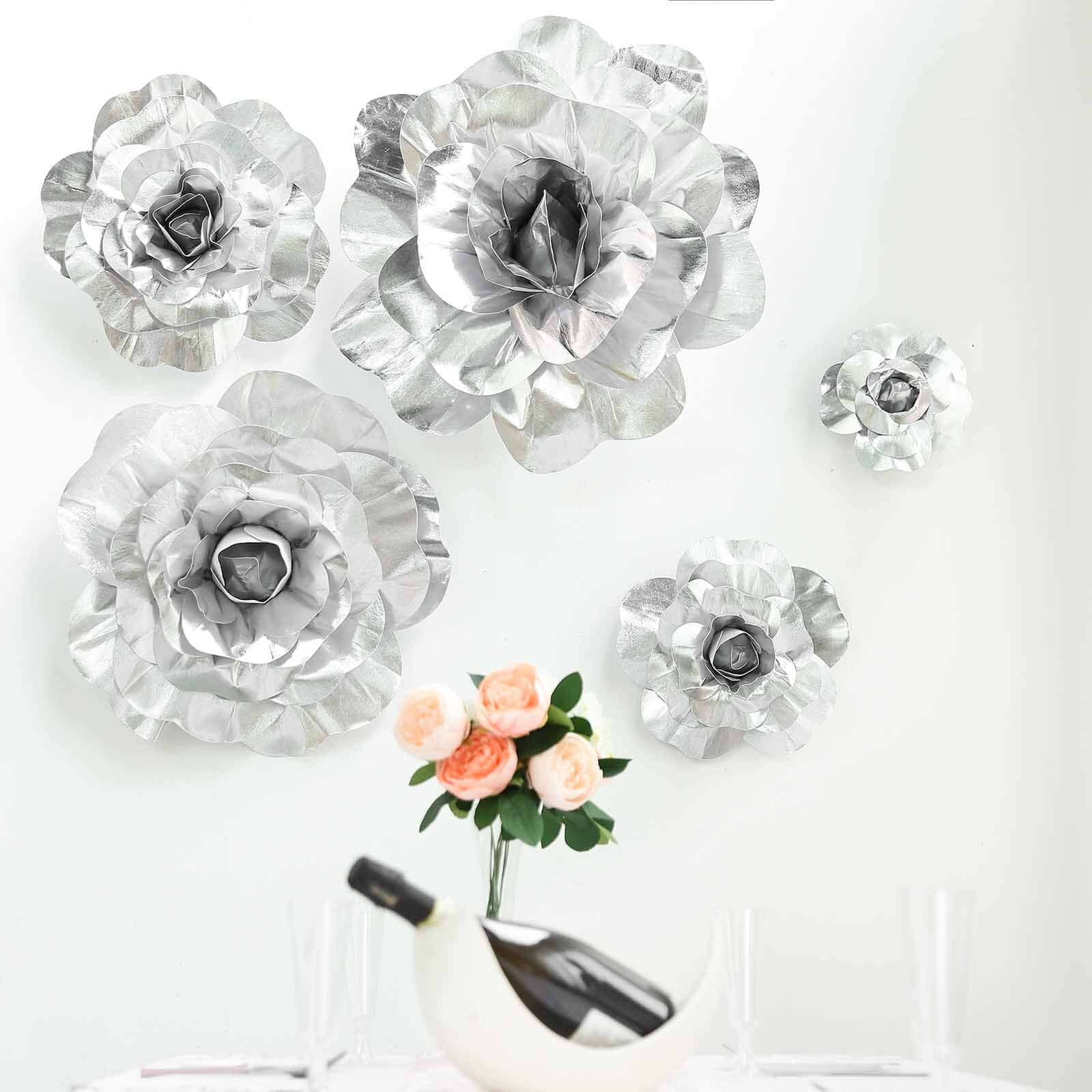 2 Pack 24 Large Silver Real Touch Artificial Foam DIY Craft Roses