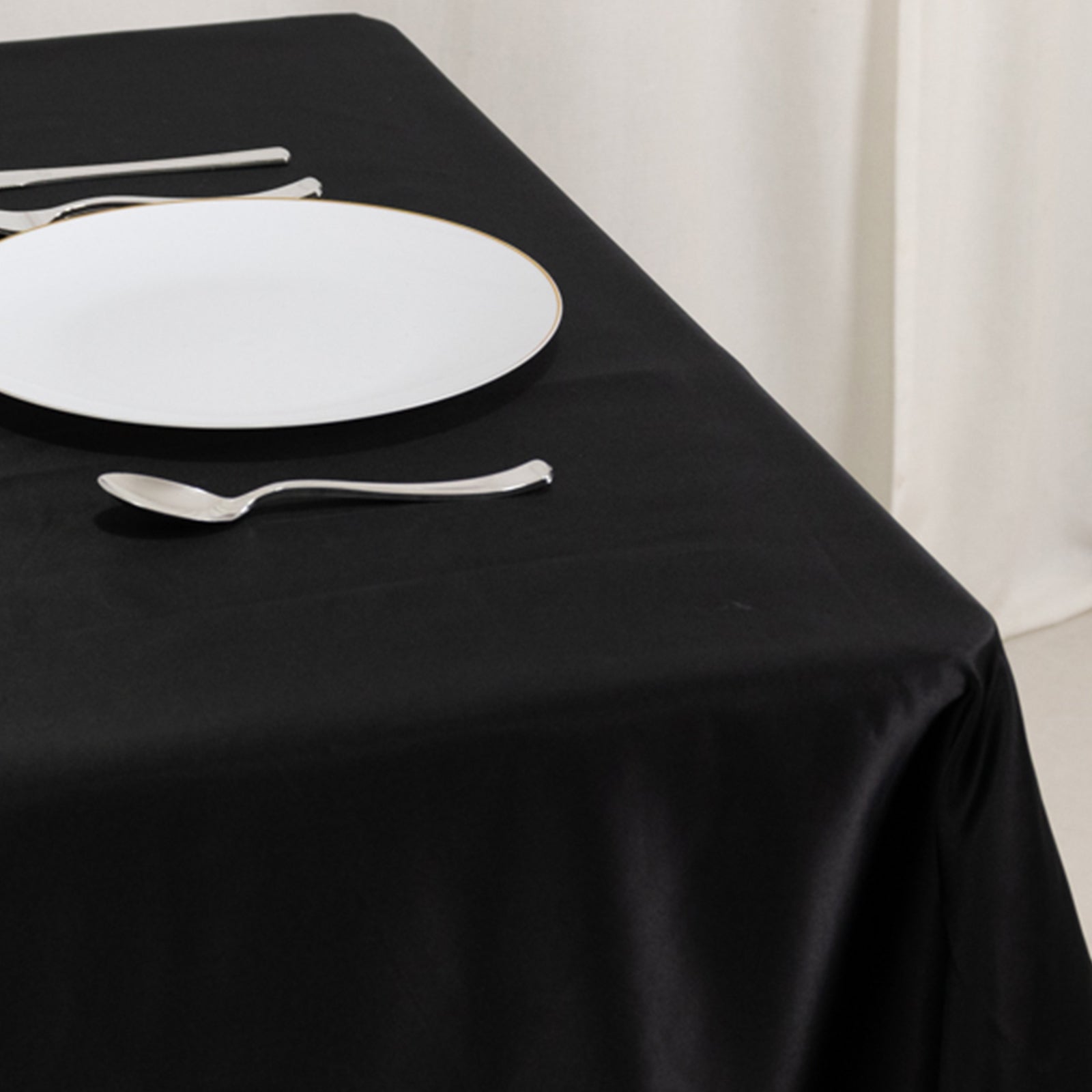 Lamour Satin 54x54 Table Overlay Square Tablecloth Black - Durable & Silk-Like Table Cover for Weddings & Parties