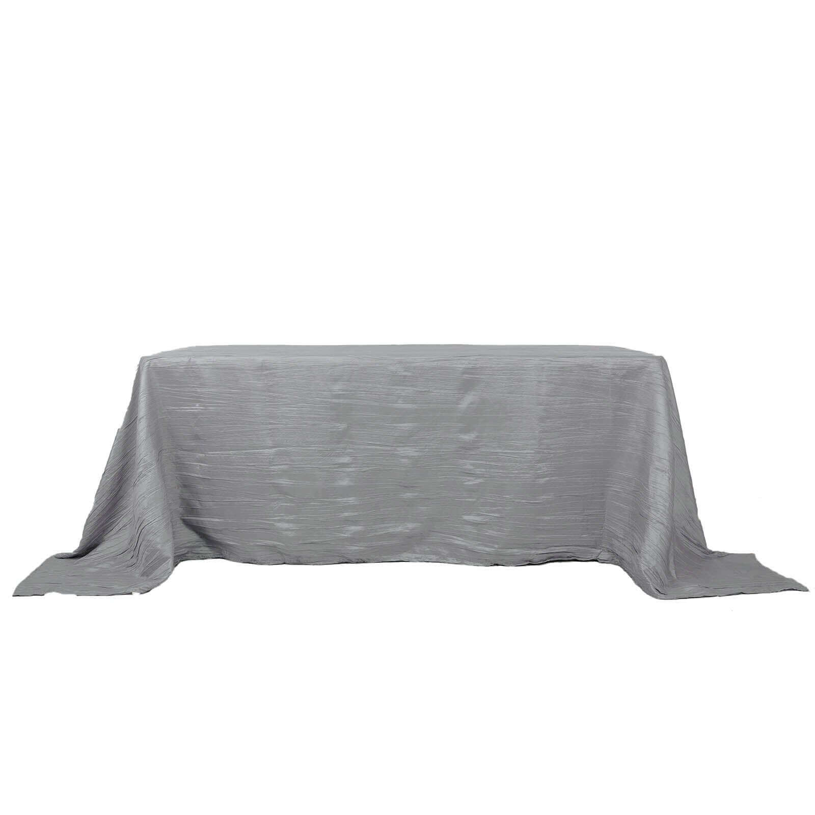 Taffeta 90x132 Rectangle Tablecloth Silver - Seamless Accordion Crinkle Table Cover