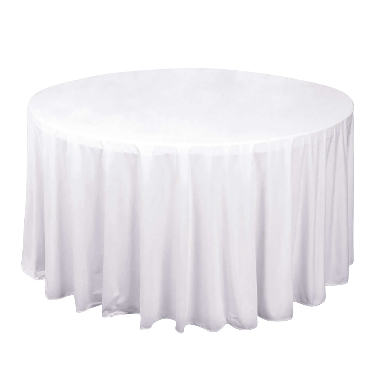 Premium Scuba Round 120 Tablecloth White - Wrinkle Free & Stain Resistant Seamless Table Cover for Weddings & Events