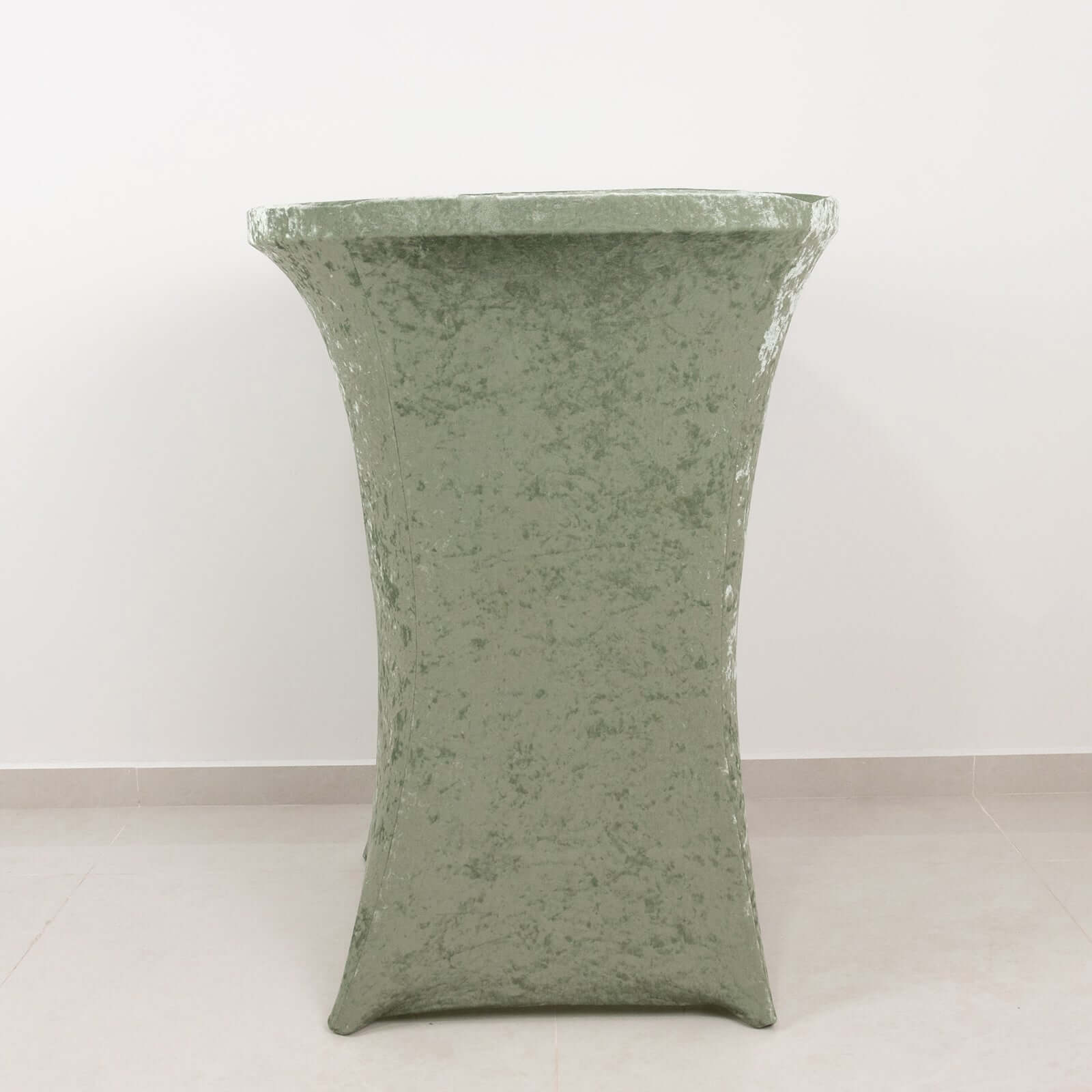 Crushed Velvet Spandex 32 Round Cocktail Table Cover Sage Green Smooth Highboy Tablecloth