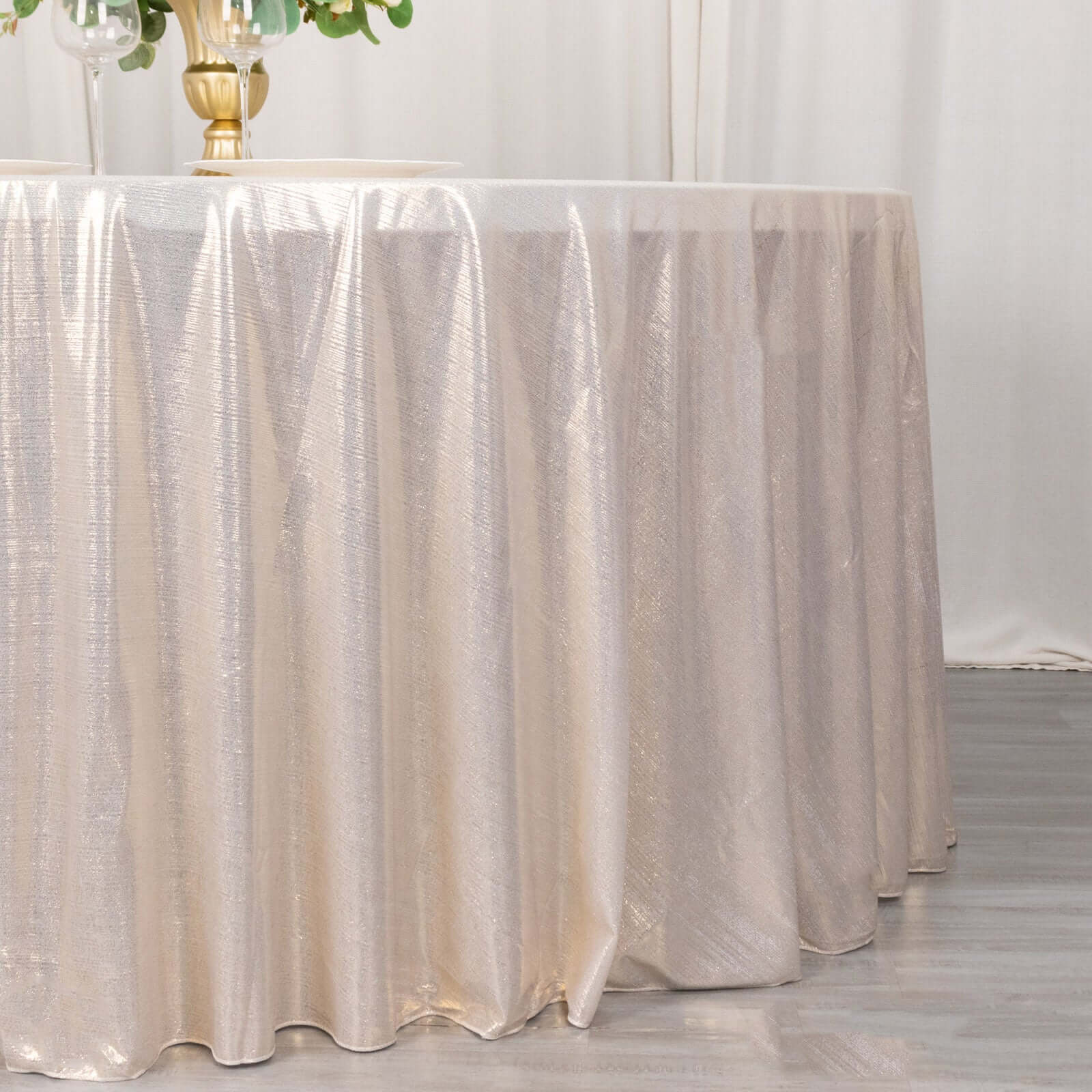 Sequin Dots Polyester Round 120 Tablecloth Beige - Wrinkle Free & Sparkling Table Cover