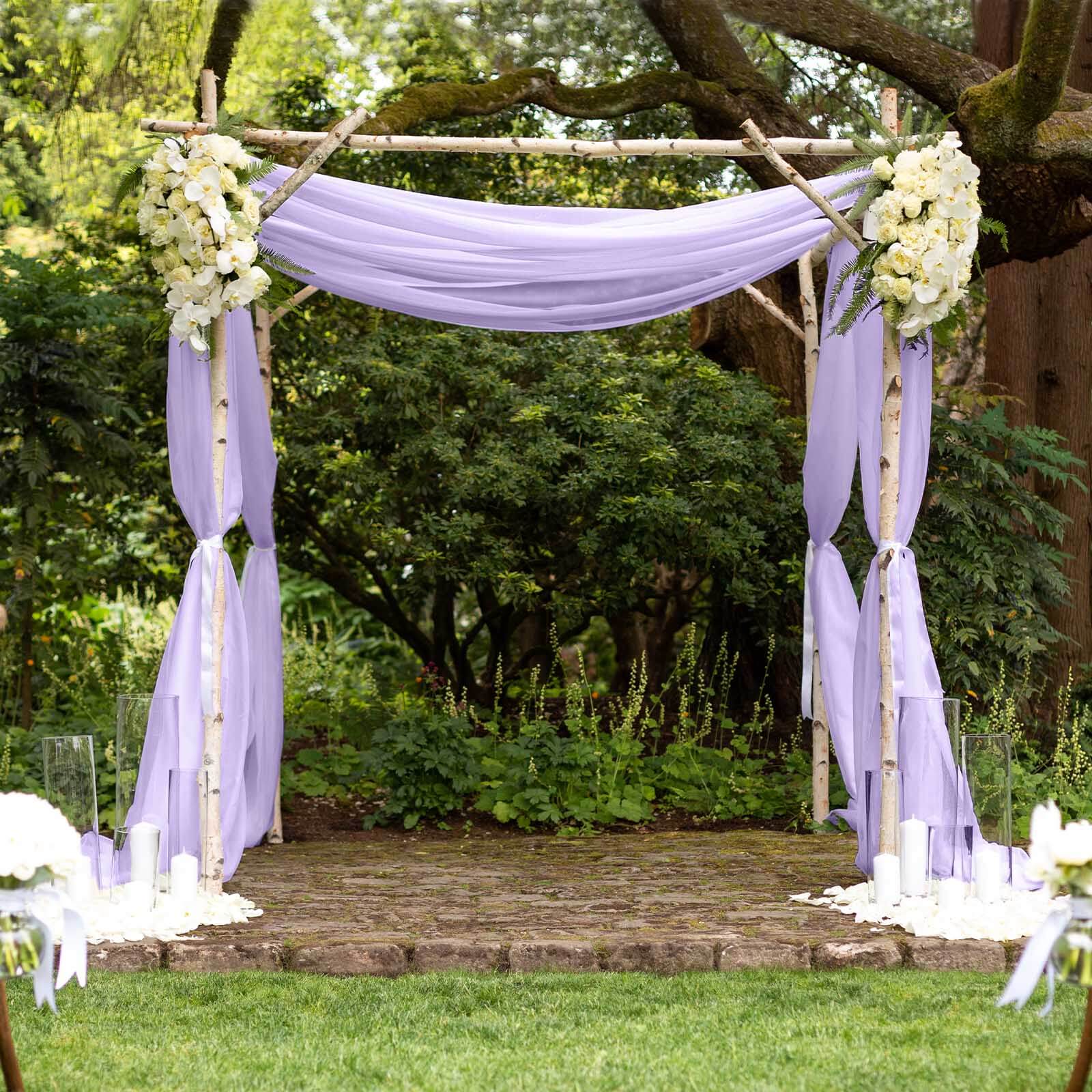 5ftx14ft Premium Lavender Lilac Chiffon Curtain Panel, Durable Flame Resistant Backdrop Ceiling Drapery With Rod Pocket