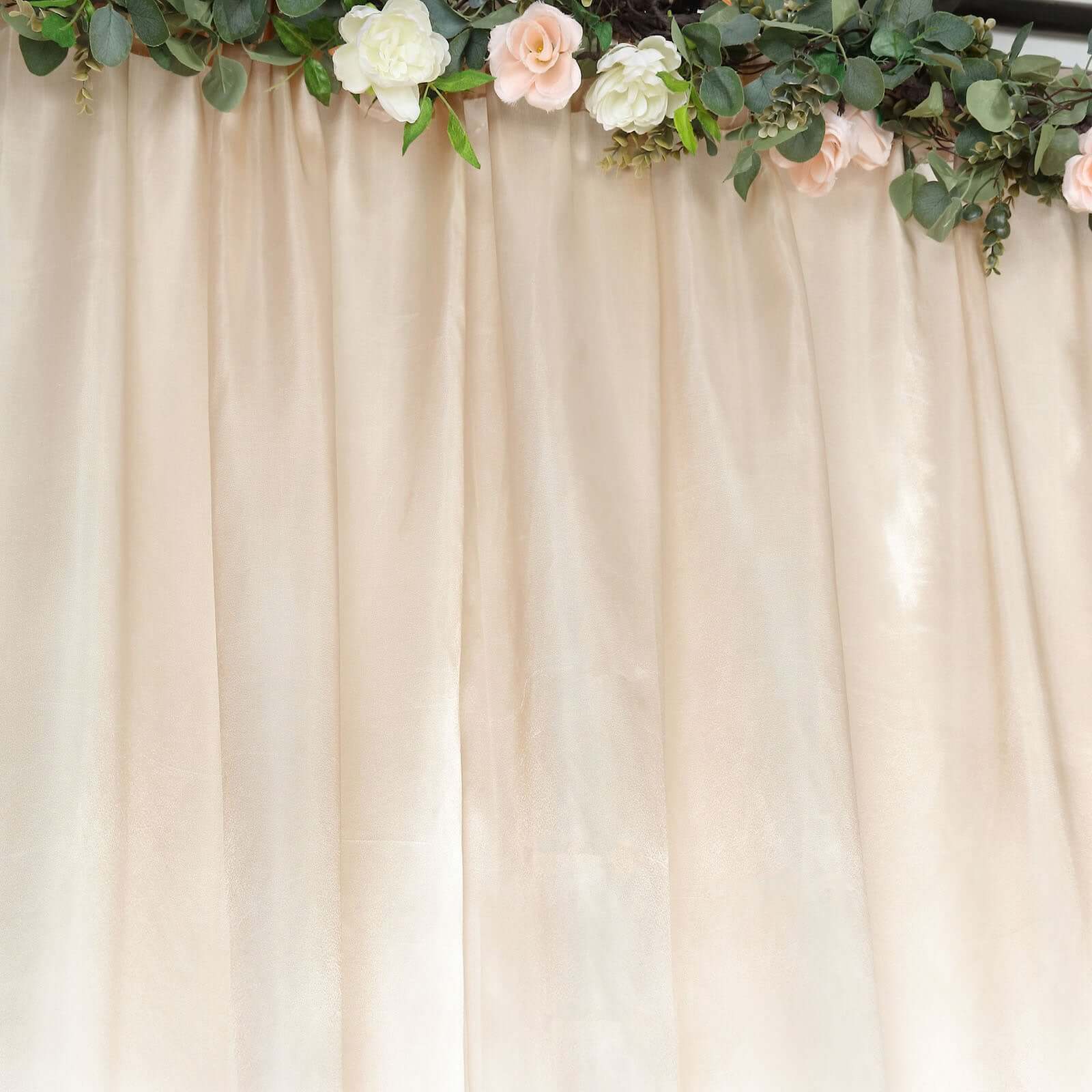 8ftx10ft Beige Satin Event Curtain Drapes, Backdrop Event Panel