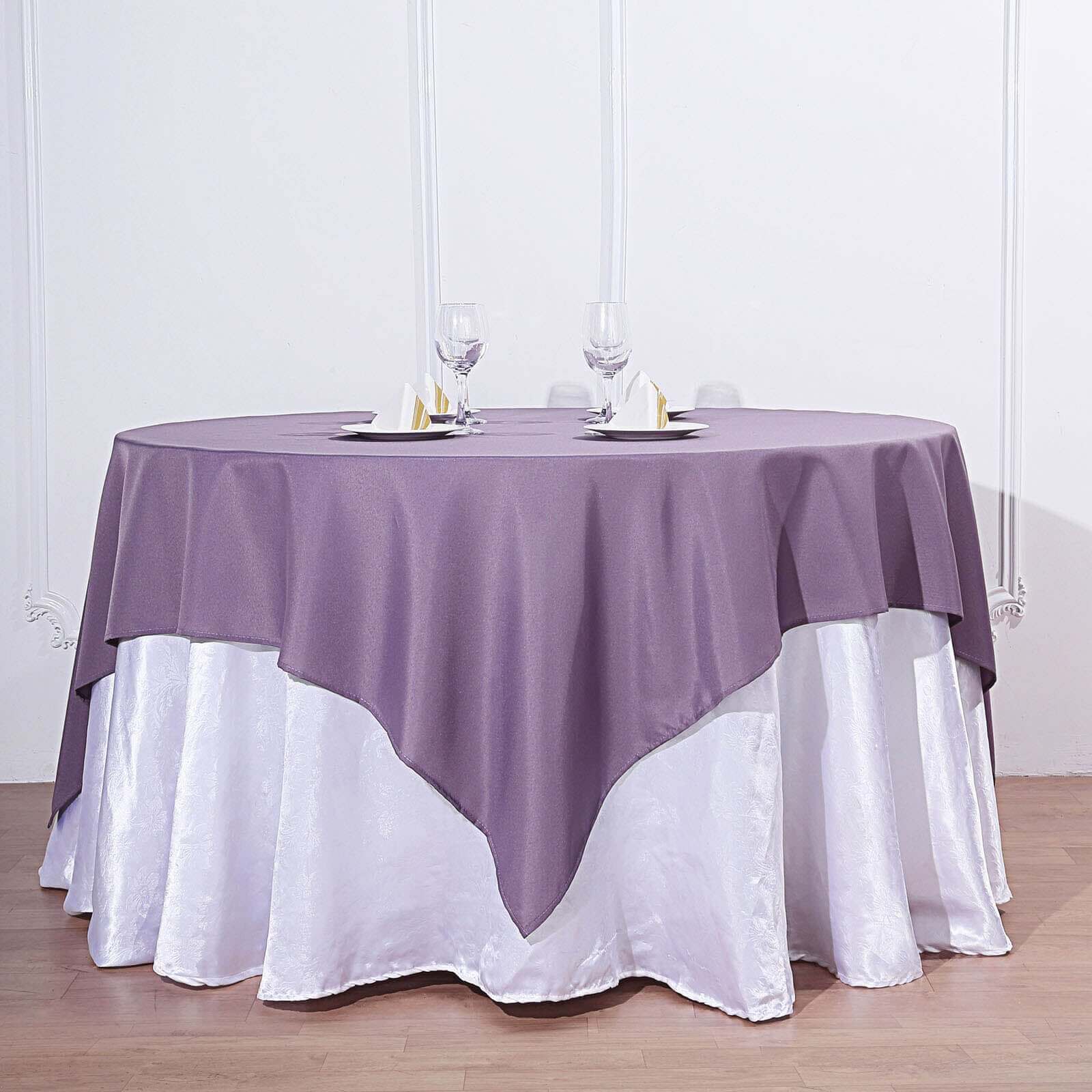 Polyester 70x70 Table Overlay Square Tablecloth Violet Amethyst - Wrinkle-Resistant & Durable Table Cover