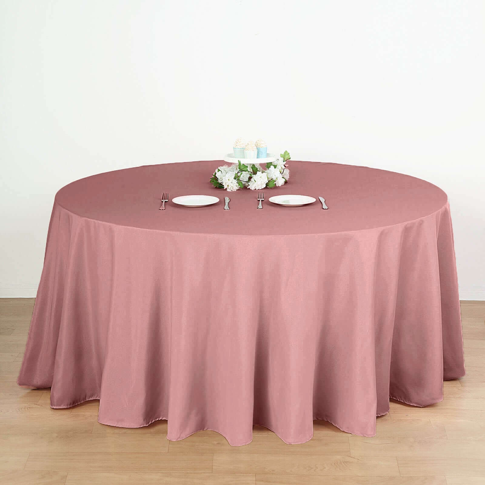 Polyester 132 Round Tablecloth Dusty Rose - Seamless Chic Table Cover