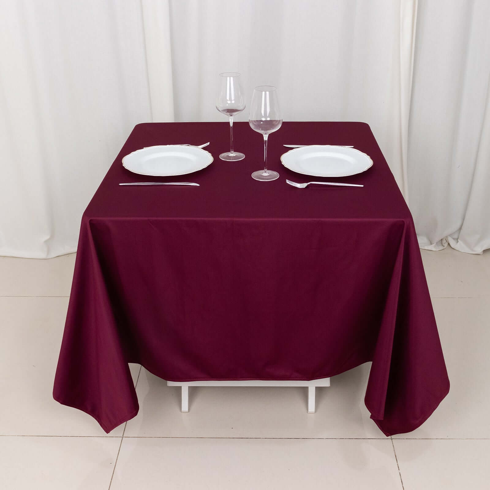 Premium Scuba Square 70x70 Tablecloth Burgundy - Wrinkle Free & Stain Resistant Table Cover