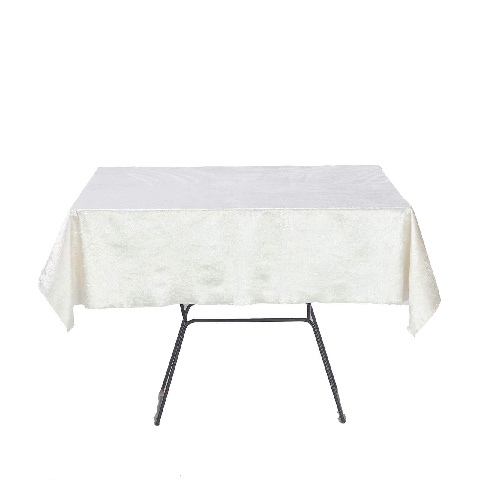 Premium Velvet 54x54 Square Tablecloth Ivory - Exquisite Soft Textured Feel Reusable Table Cover