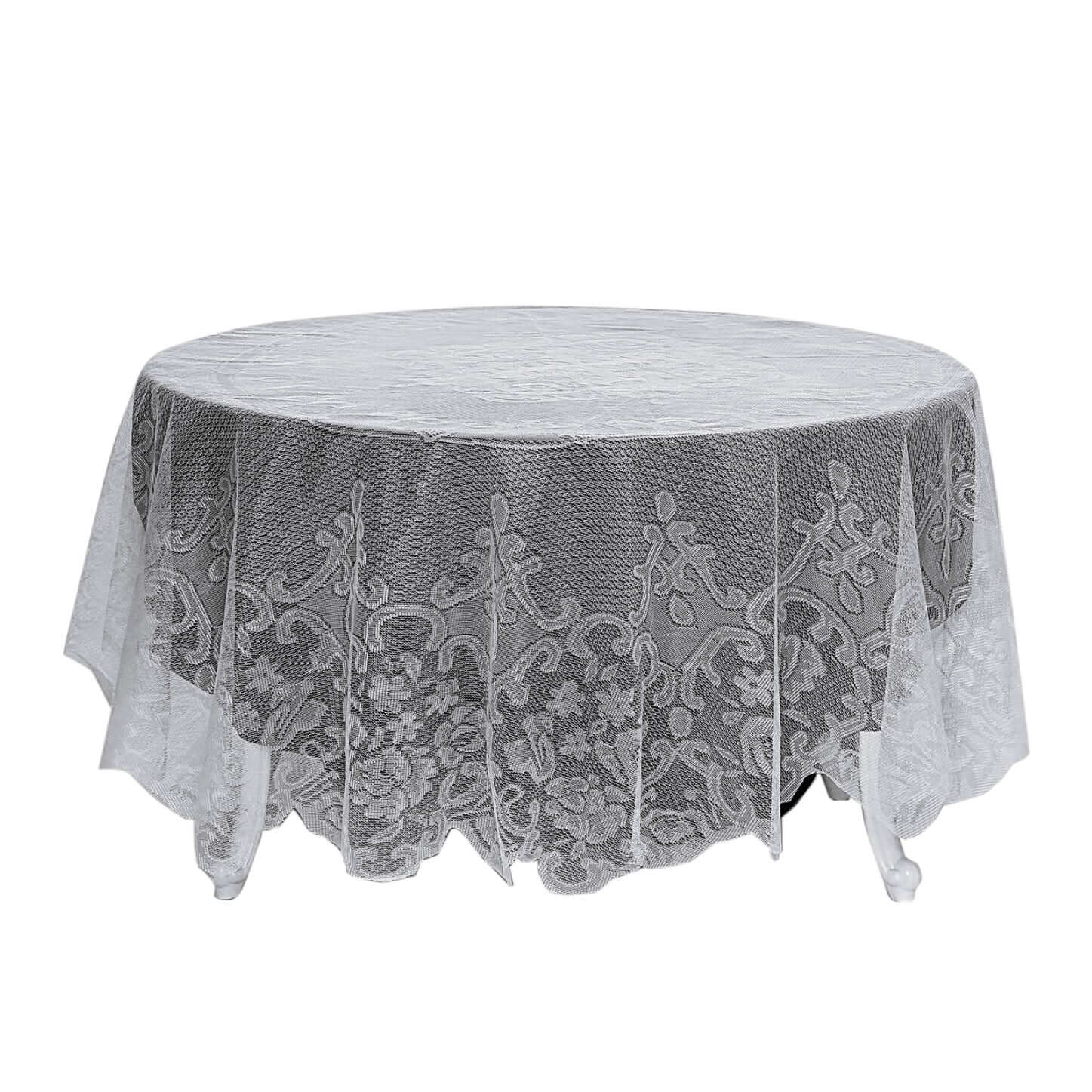 Lace 90 Round Tablecloth White - Premium Design for Versatile Table Decor