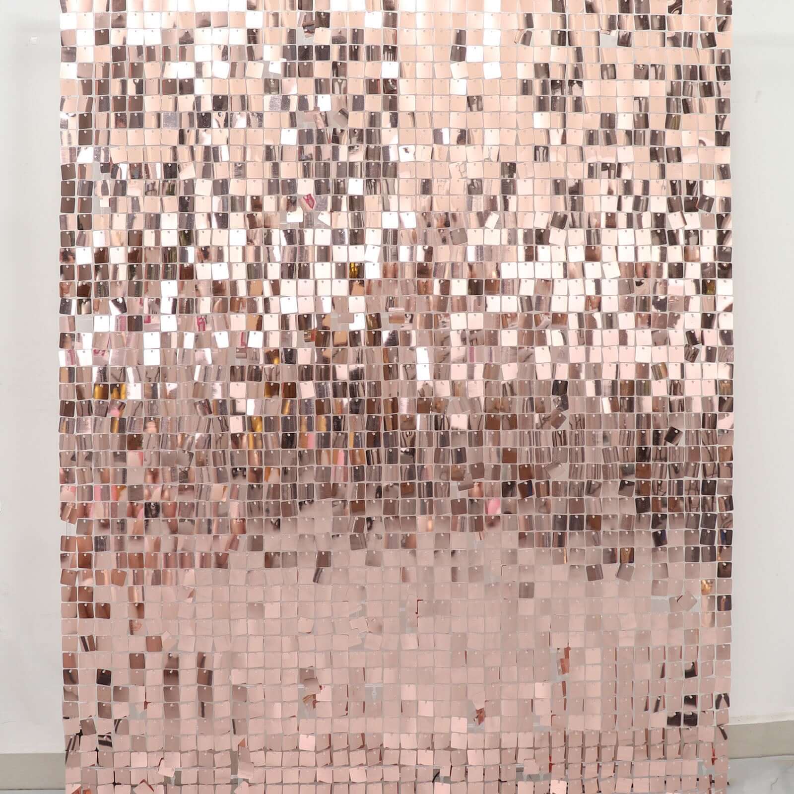 10sq.ft Shiny Rose Gold Square Sequin Shimmer Wall Party Photo Backdrop, Active Spangle Wall Art Décor Panels - 10 Panels