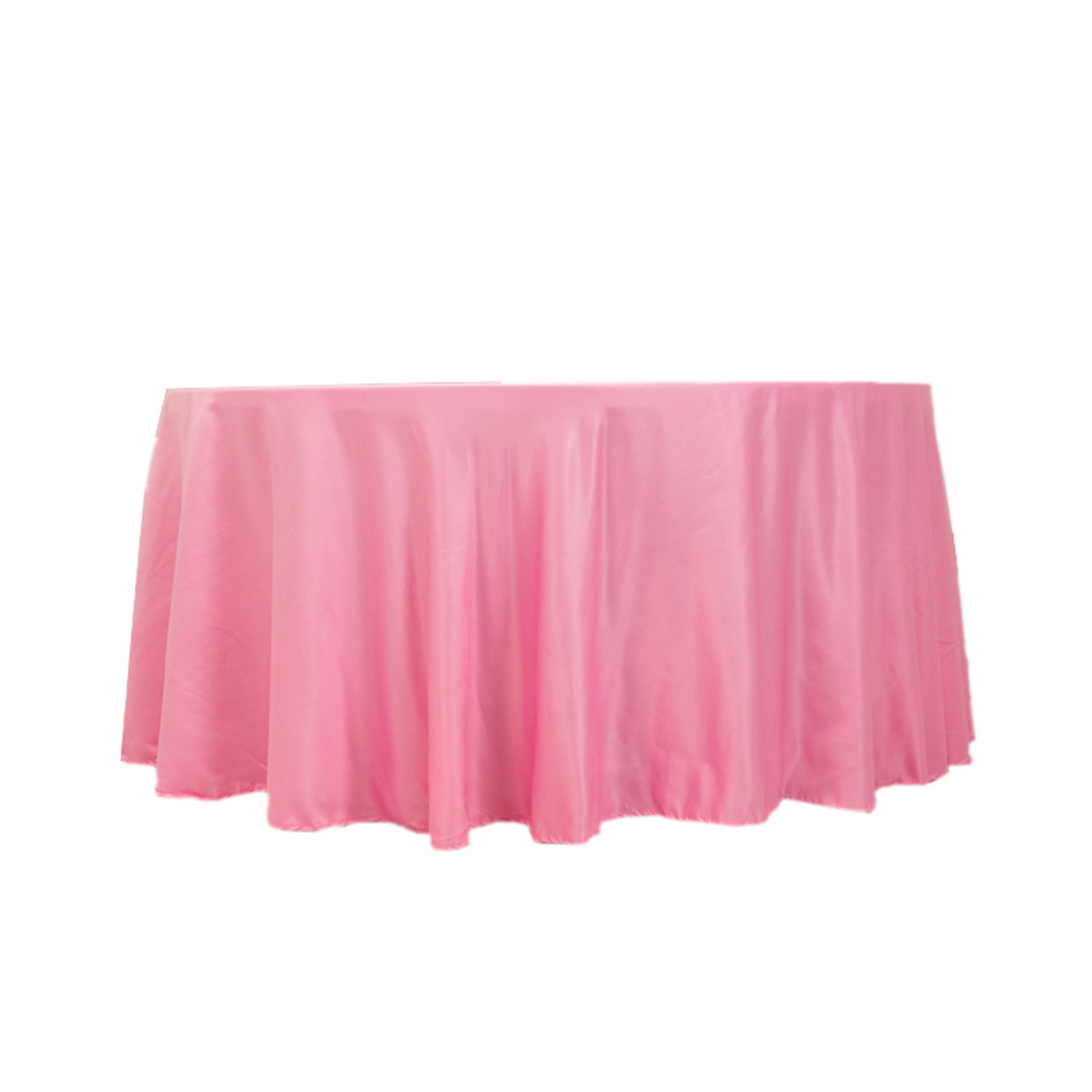 Lamour Satin 120 Round Tablecloth Pink - Seamless Table Cover with Soft Tempered Sheen