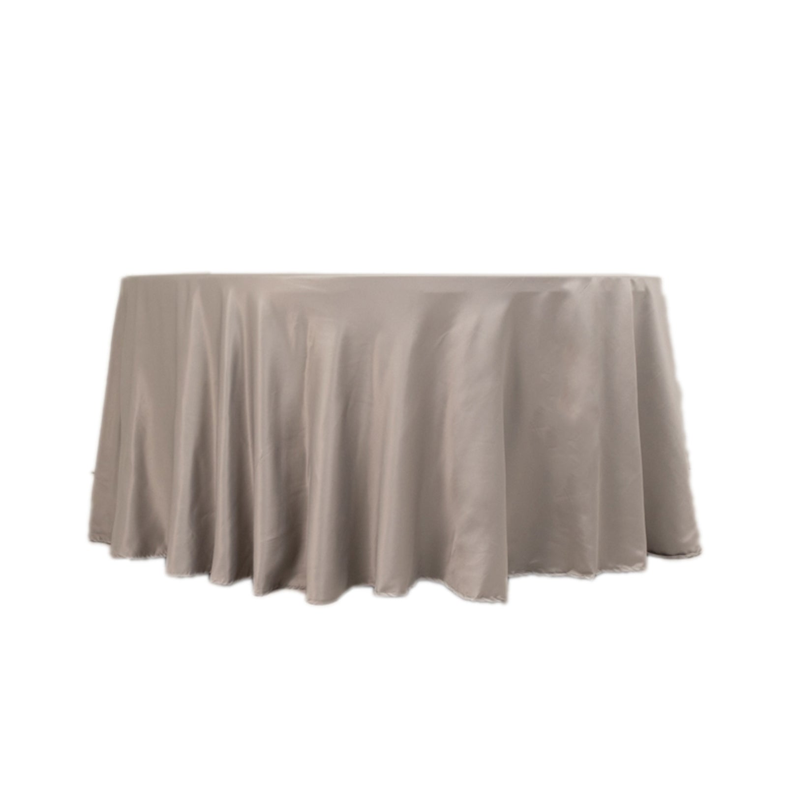 Lamour Satin 120 Round Tablecloth Silver - Seamless Table Cover with Soft Tempered Sheen