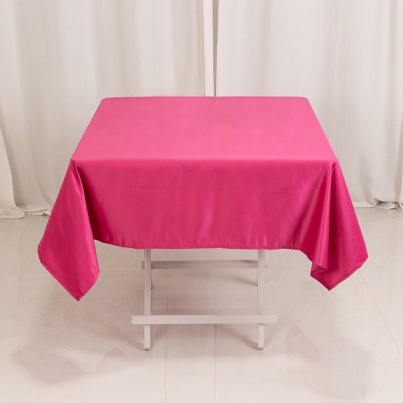 Lamour Satin 54x54 Square Tablecloth Fuchsia - Durable & Silk-Like Table Cover