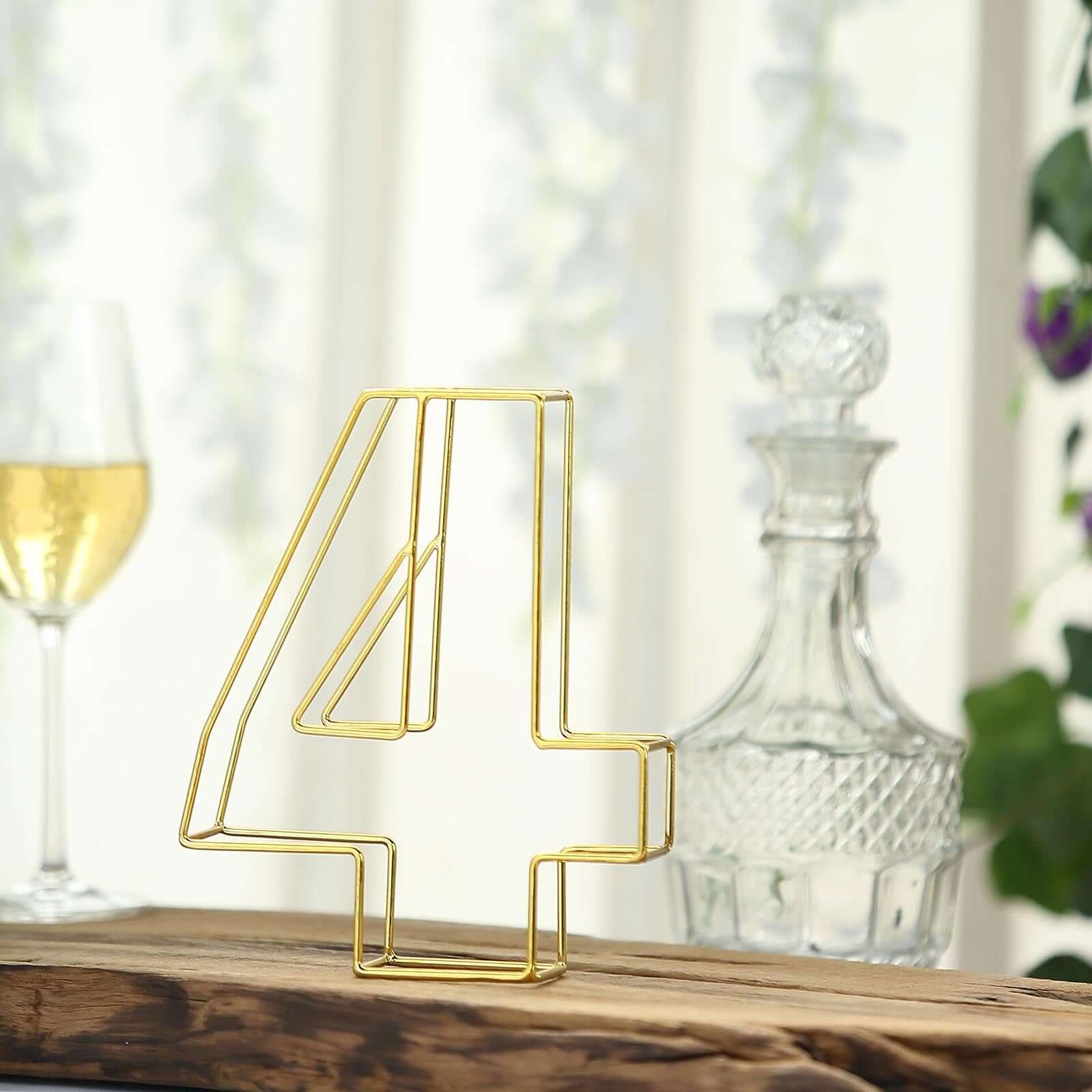 8 Tall Gold Freestanding 3D Decorative Metal Wire Numbers, Wedding Table Numbers -4