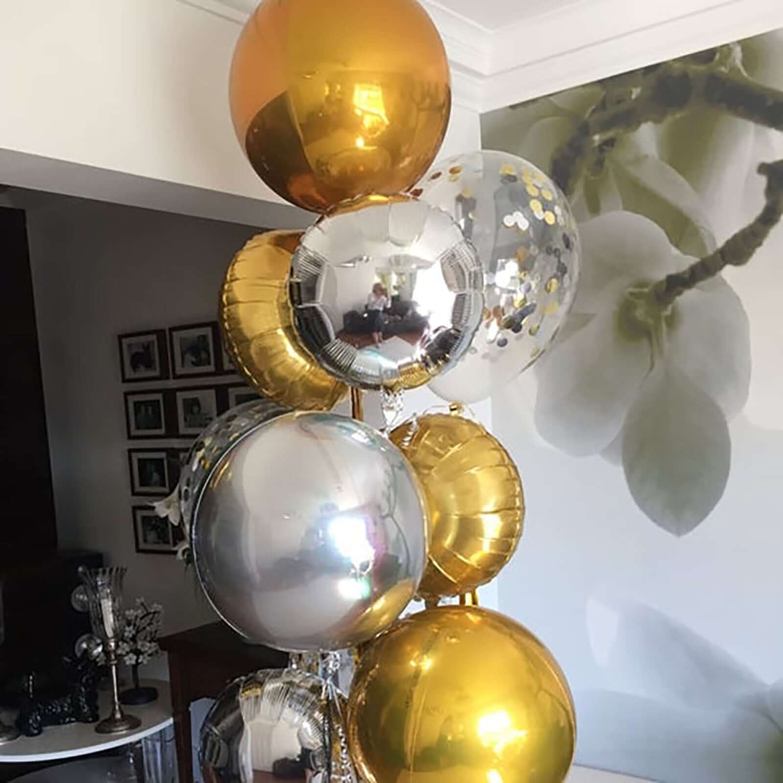 2 Pack 18 4D Rose Gold Sphere Mylar Foil Helium or Air Balloons