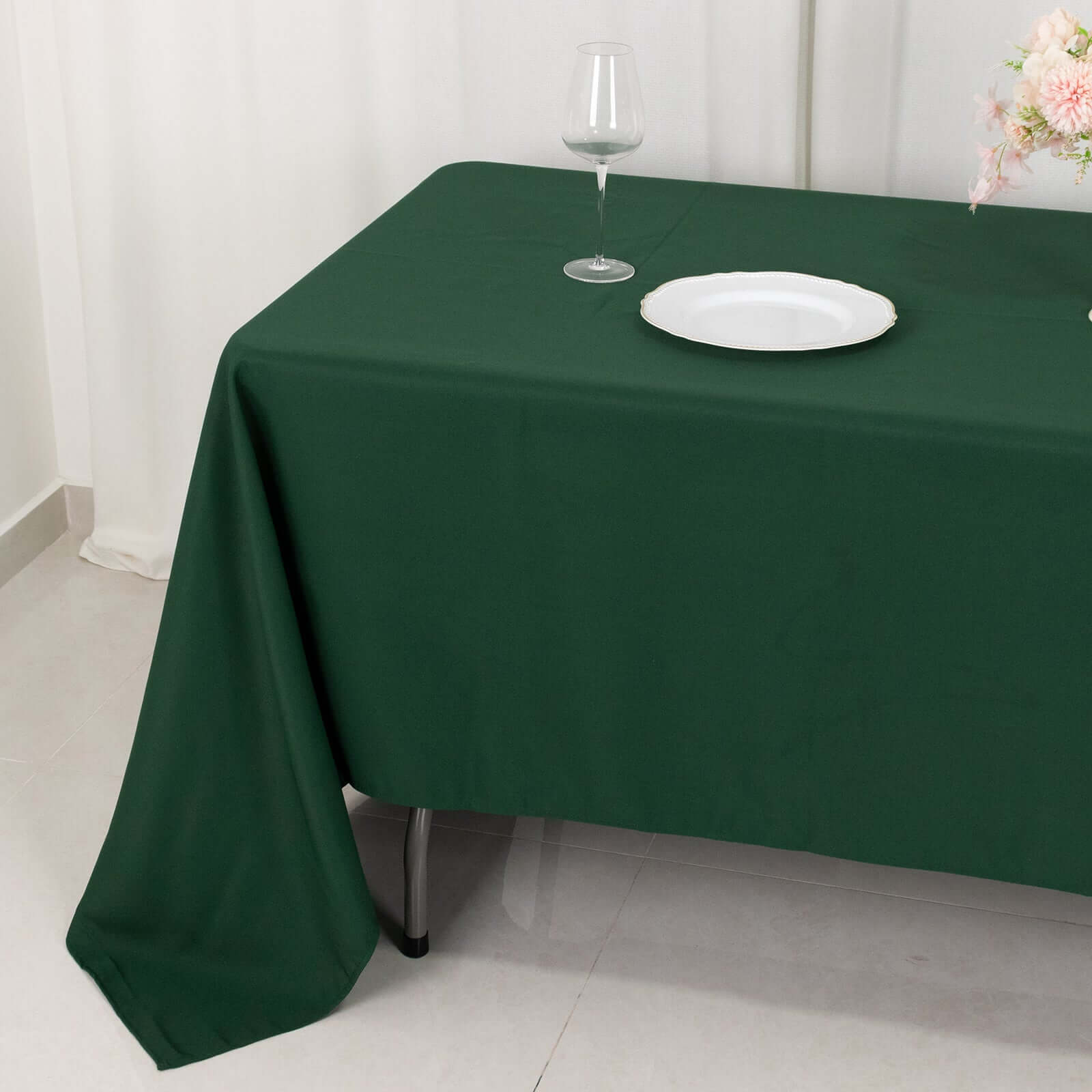 Premium Polyester 60x126 Rectangle Tablecloth Hunter Emerald Green - Stain-Resistant 220GSM Finish Table Cover