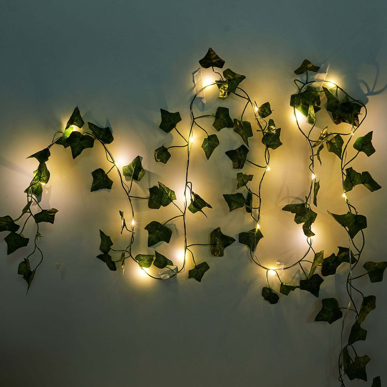 7ft Warm White 20 LED Green Silk Ivy Garland Vine String Lights, Battery Operated Fairy Lights