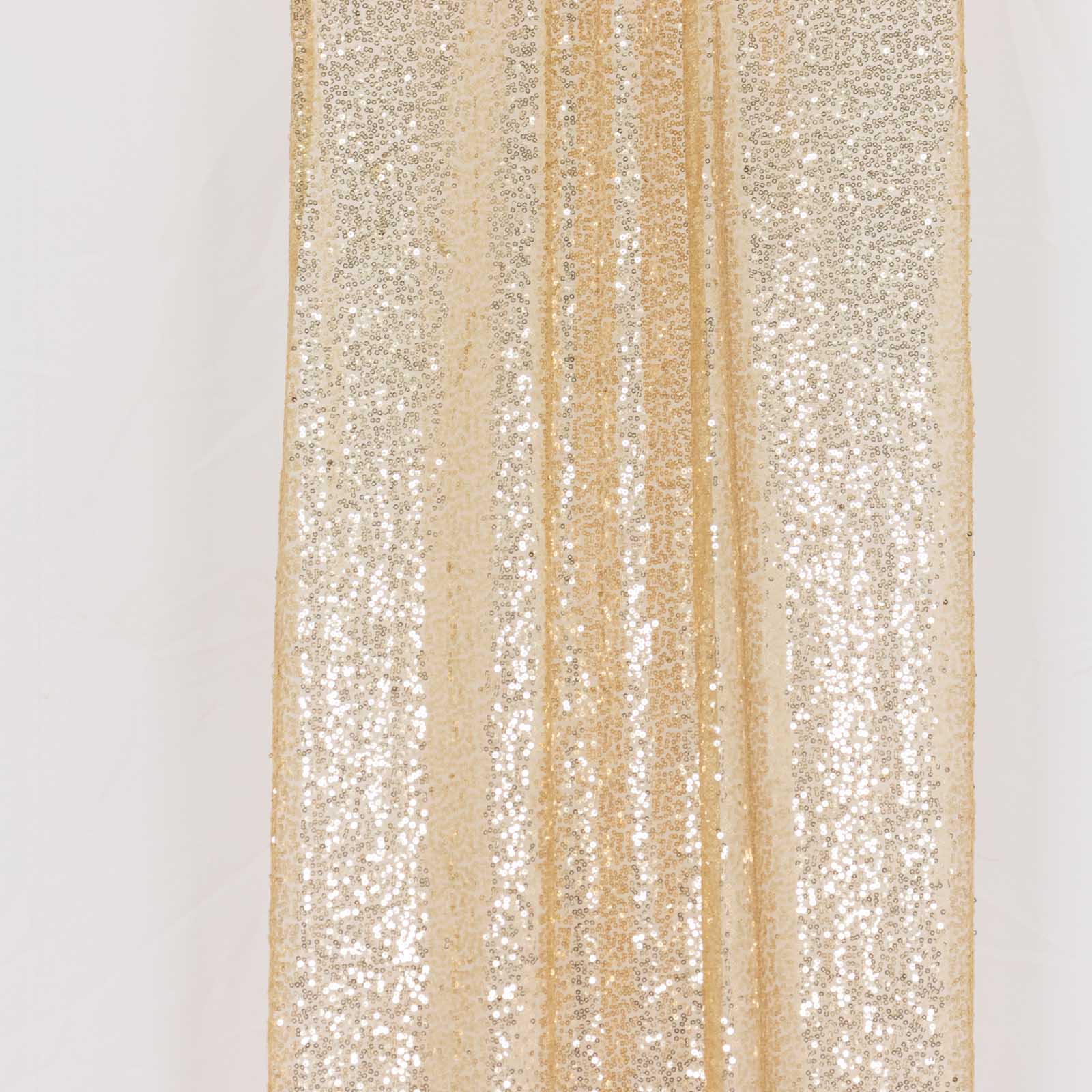 2 Pack Champagne Sequin Event Curtain Drapes with Rod Pockets, Seamless Backdrop Event Panels - 8ftx2ft