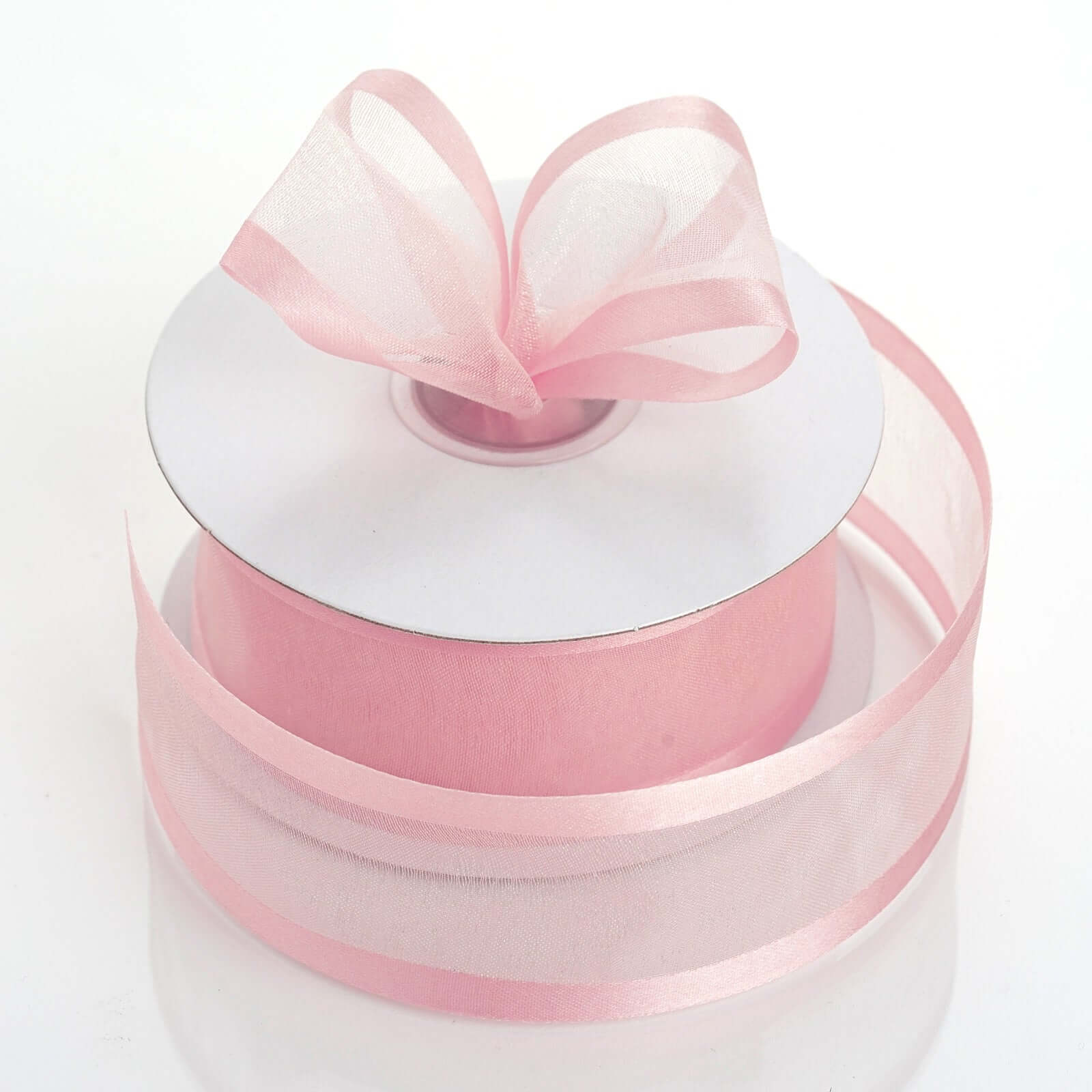 25 Yards 1.5 Blush Sheer Organza Ribbon With Satin Edges